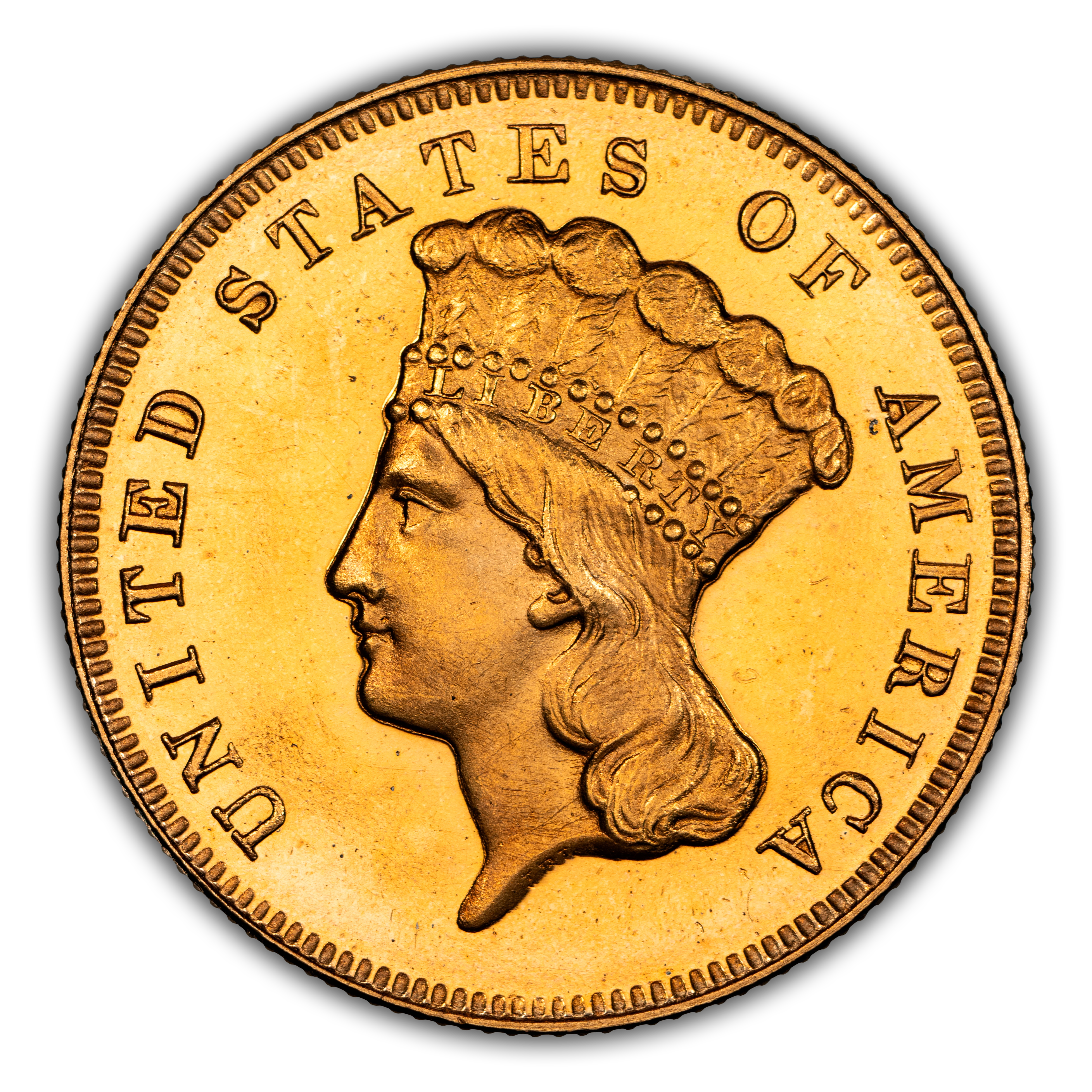 1865 $3 Restrike, JD-2 PR CAM