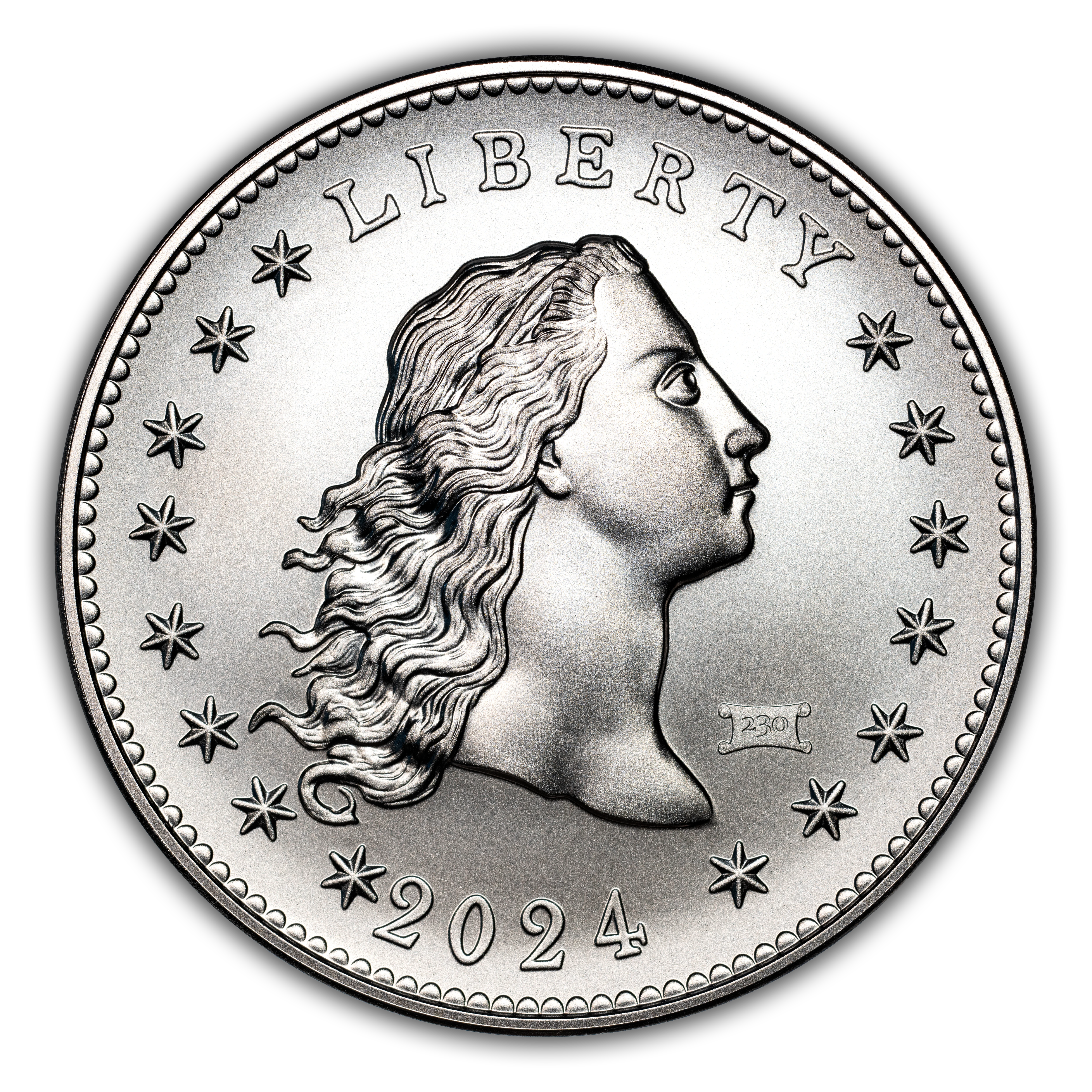 2024 Medal 230th Anniversary Flowing Hair, Silver, 230 Privy MS