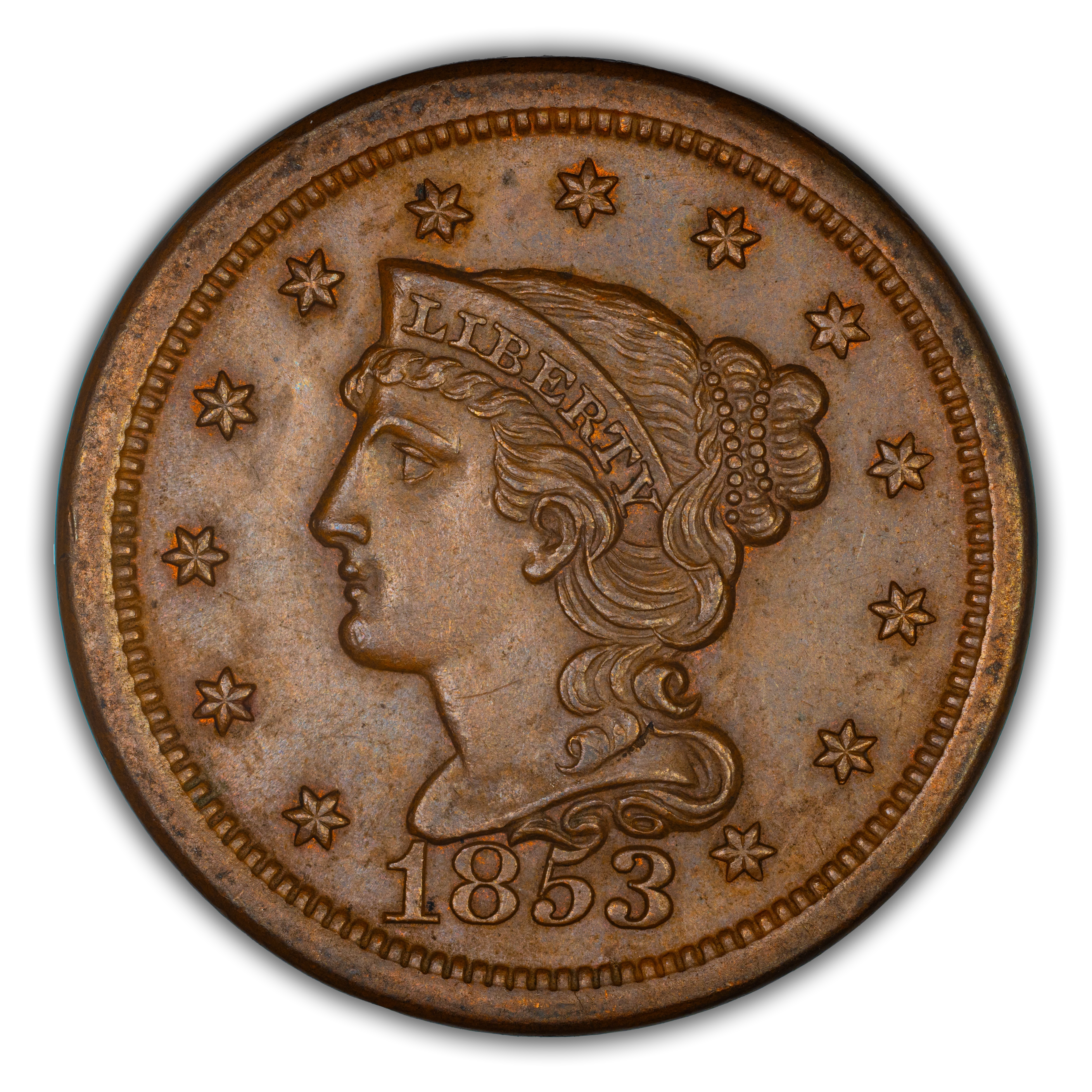 1853 Braided Hair Large Cent Values & Prices | Greysheet
