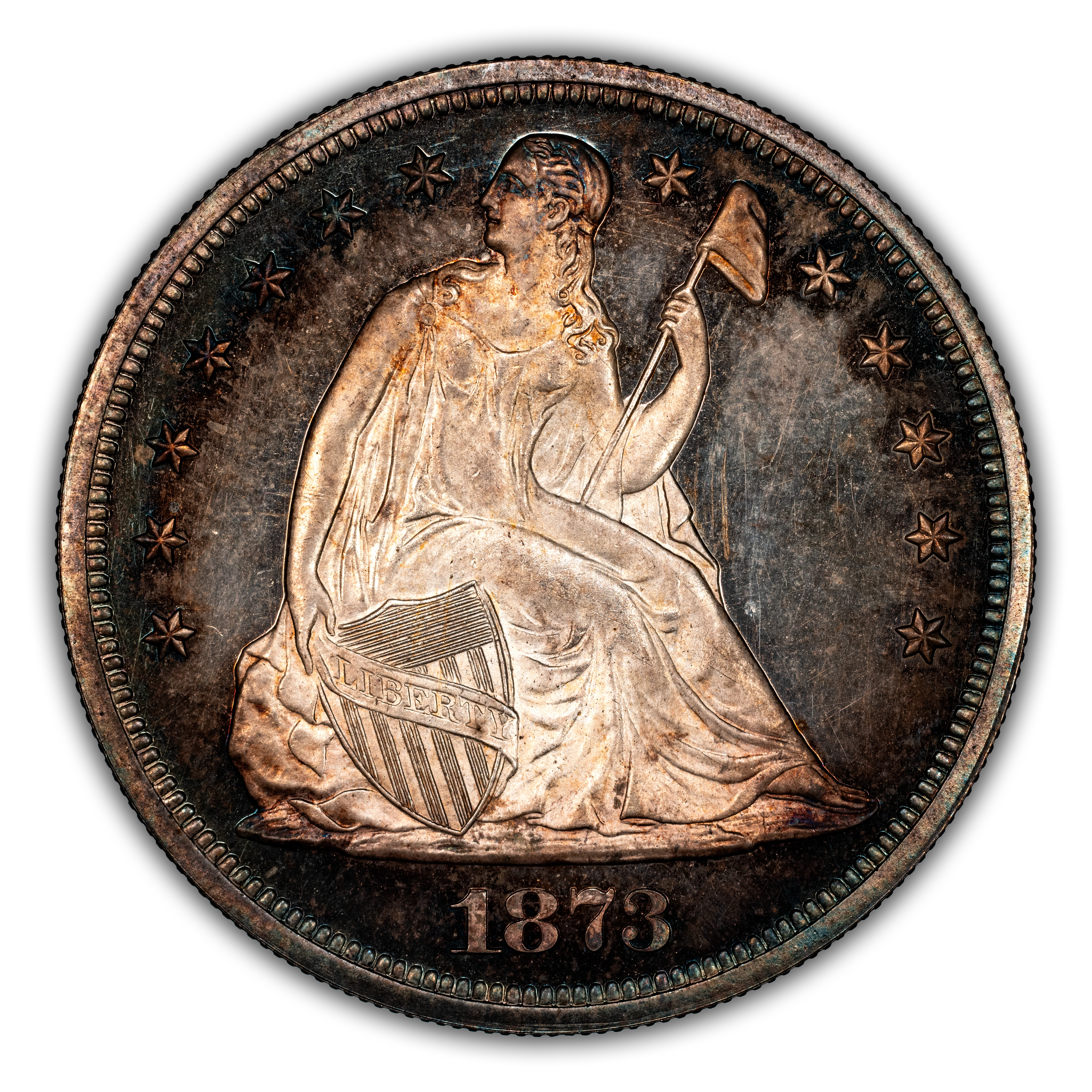 1873 $1 Seated Liberty PR CAM