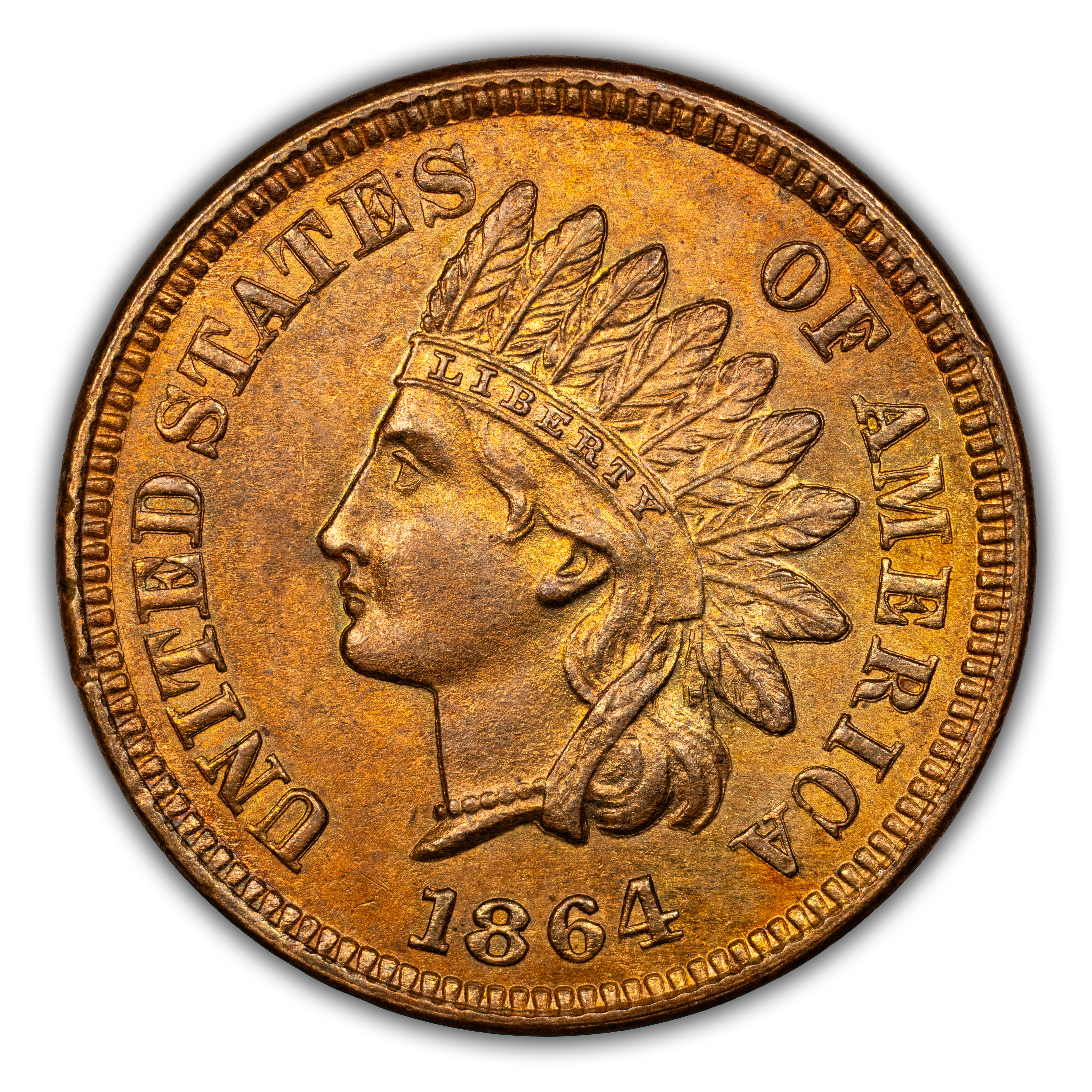 1864 1c L on Ribbon, Repunched Date, S-19 MS RB