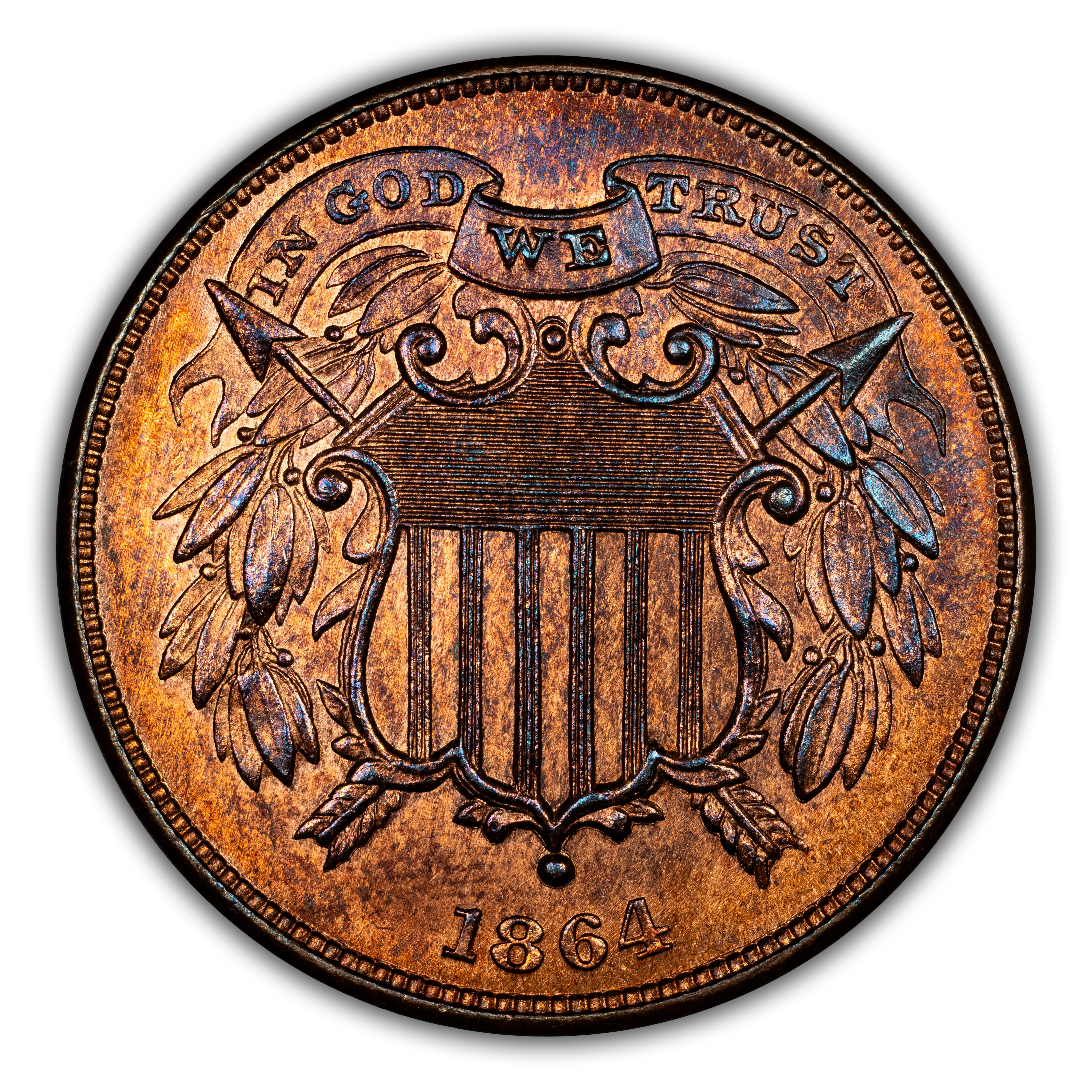 1864 2c Small Motto MS RB