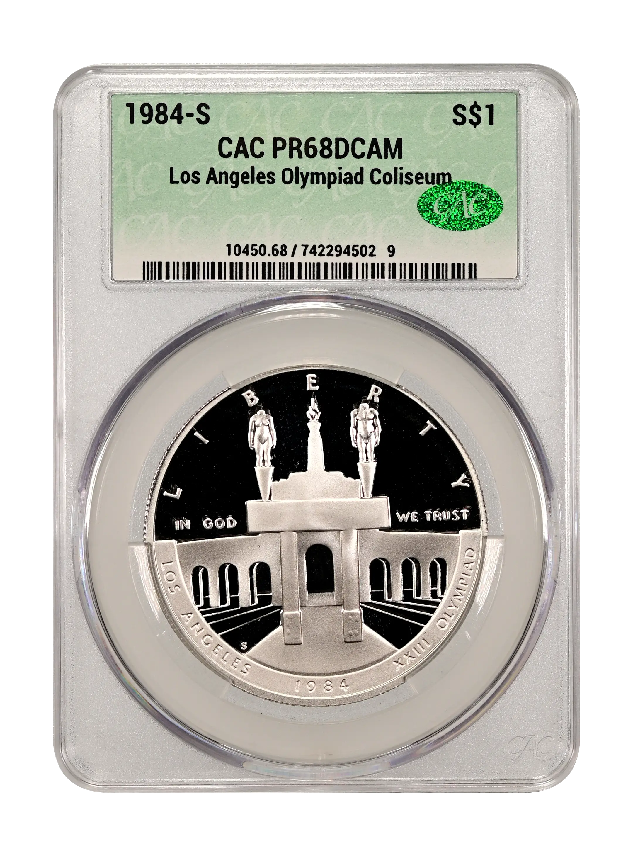 1984-S S$1 Los Angeles Olympiad Coliseum PR DCAM