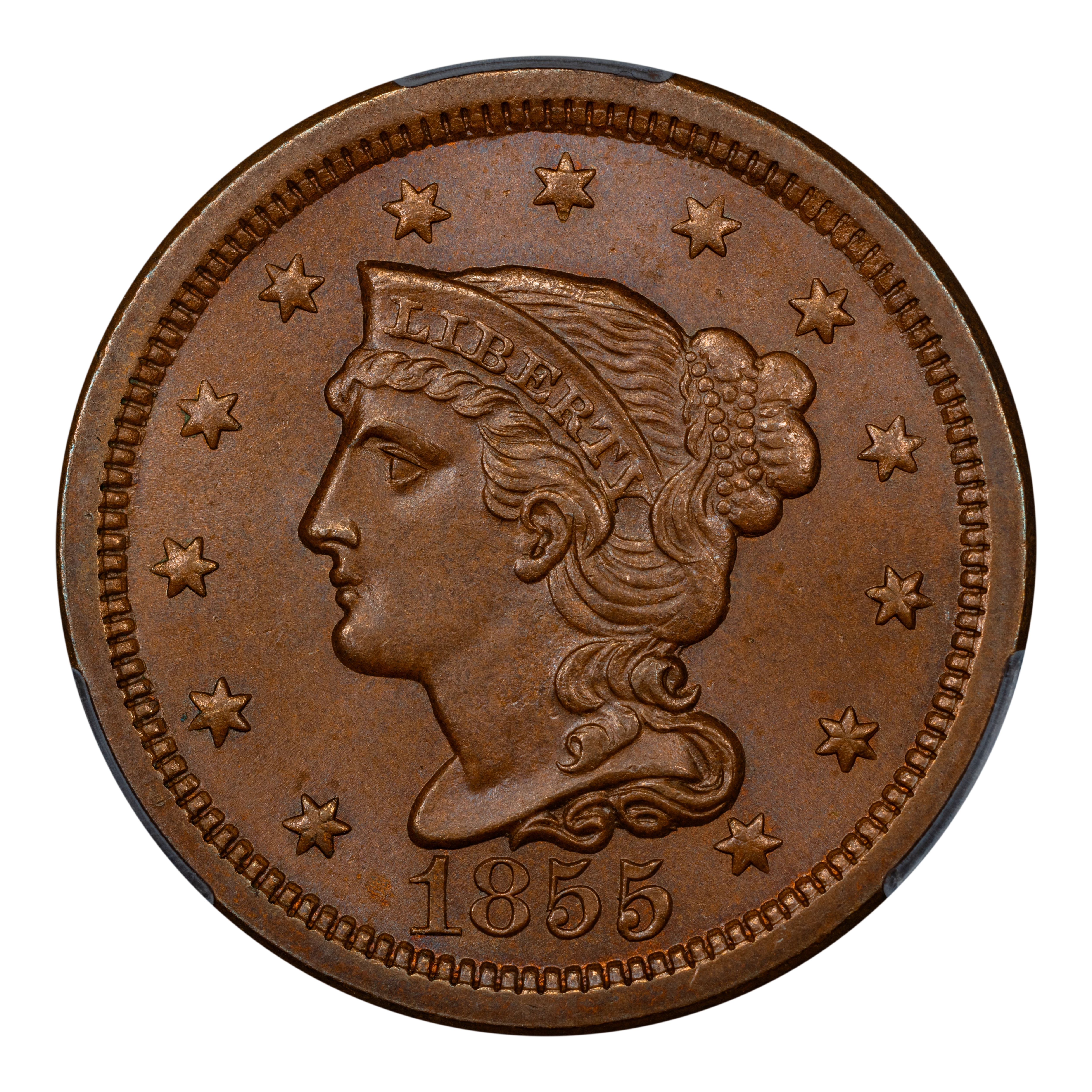 1855 Braided Hair Large Cent Values & Prices | Greysheet