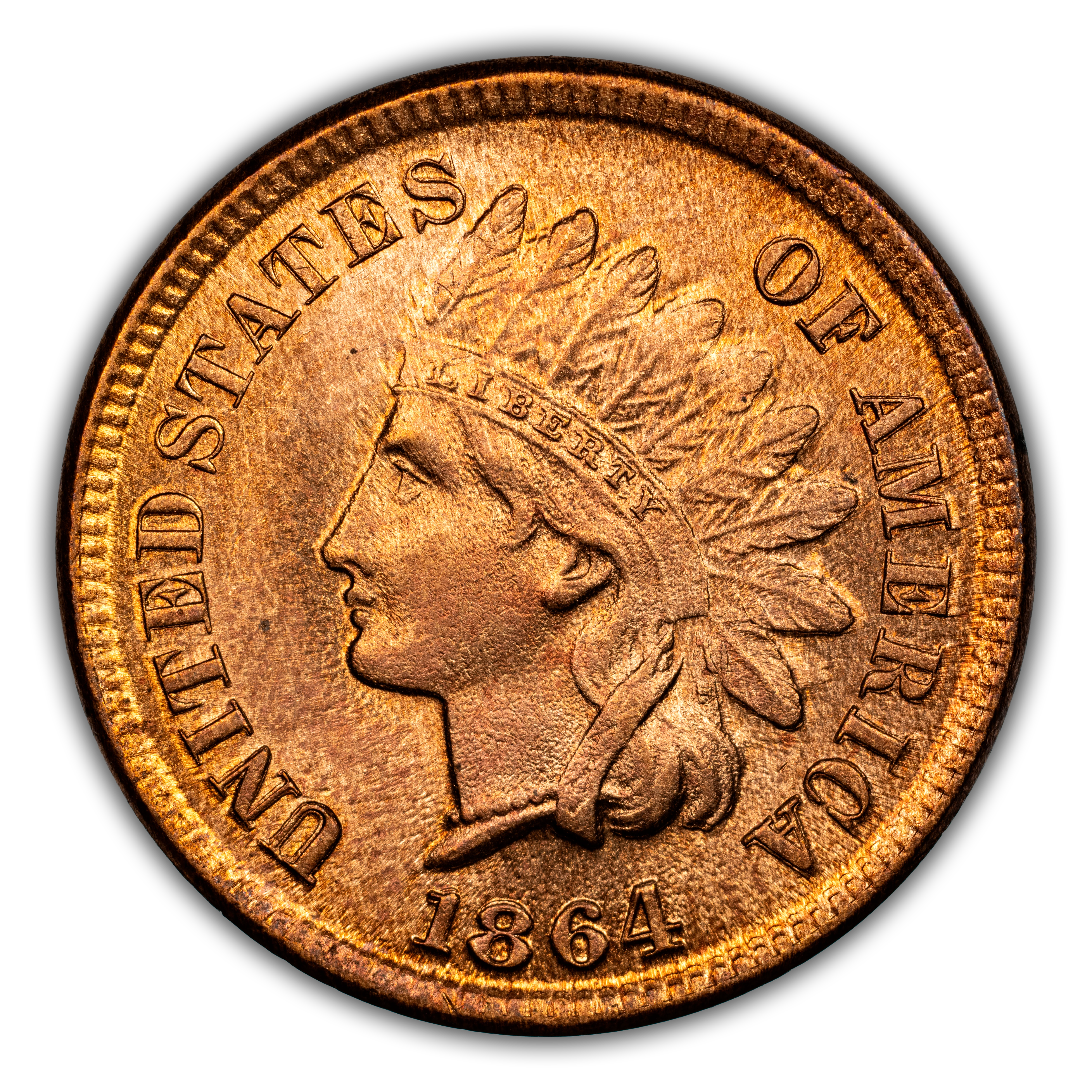 1864 1c L on Ribbon, Repunched Date, FS-2304, S-5 MS BN