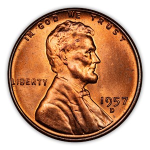 1957 D Lincoln Penny Wheat Reverse RD Mint State (MS