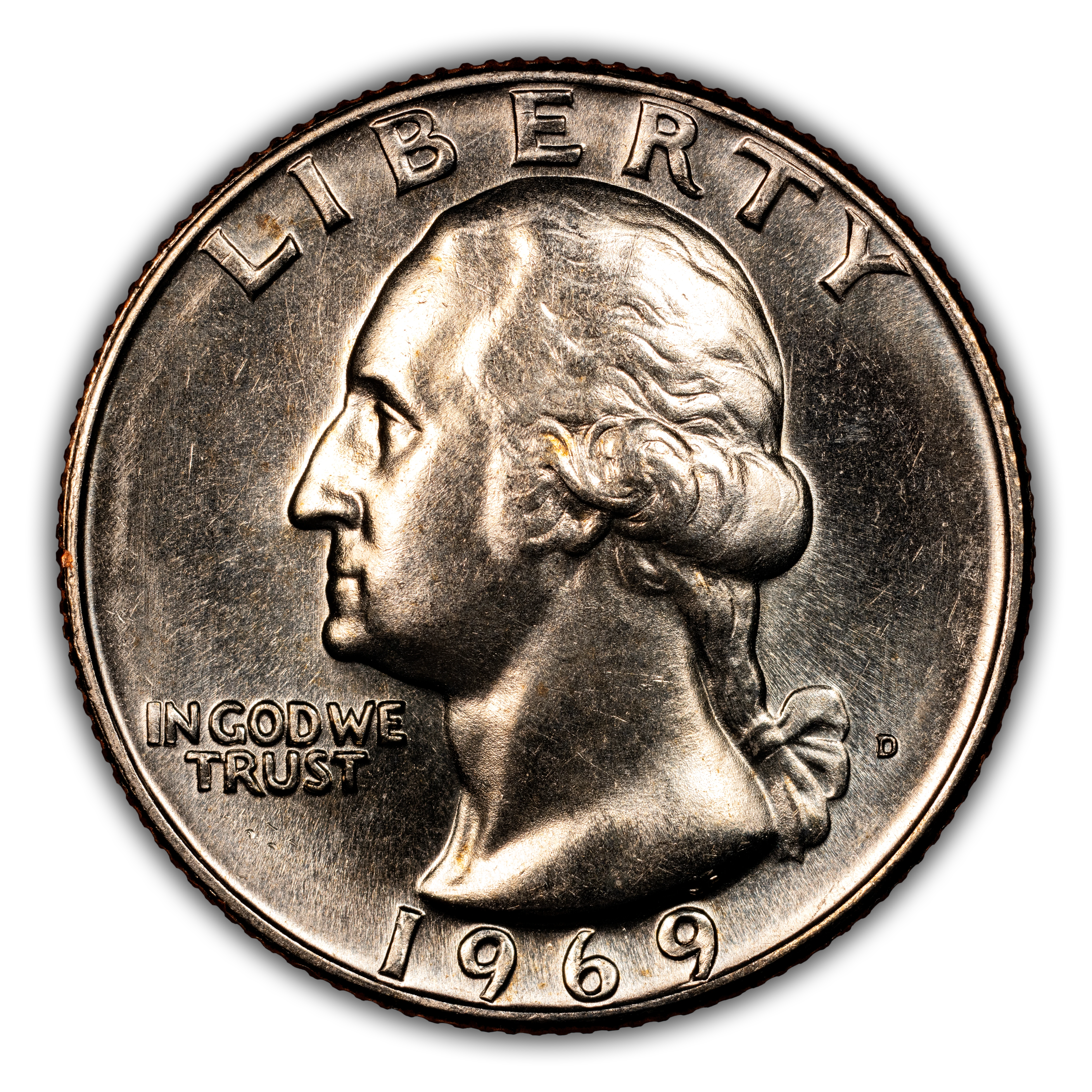 1969-D/D 25c Repunched Mintmark, FS-501 MS