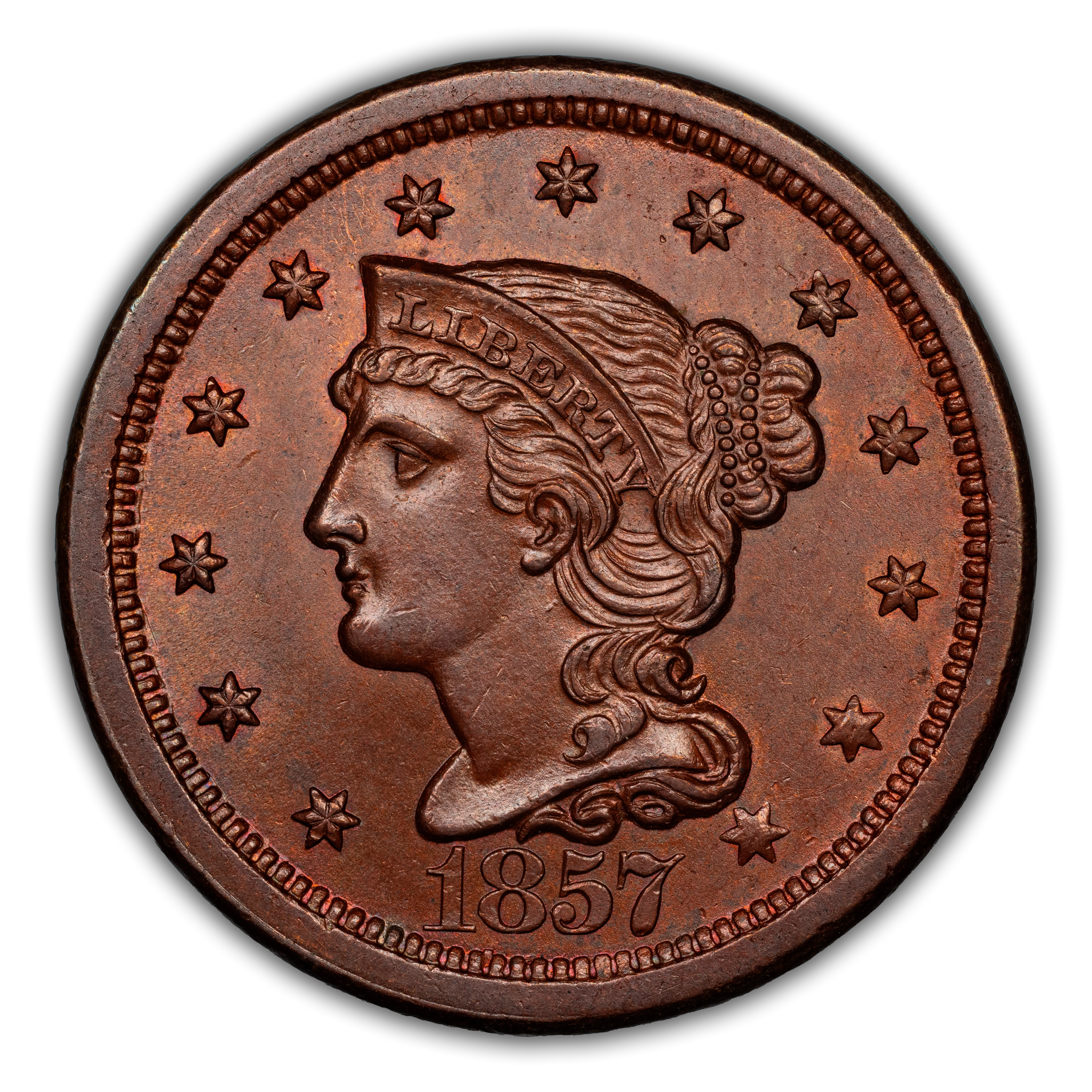 1857 Braided Hair Large Cent Values & Prices | Greysheet