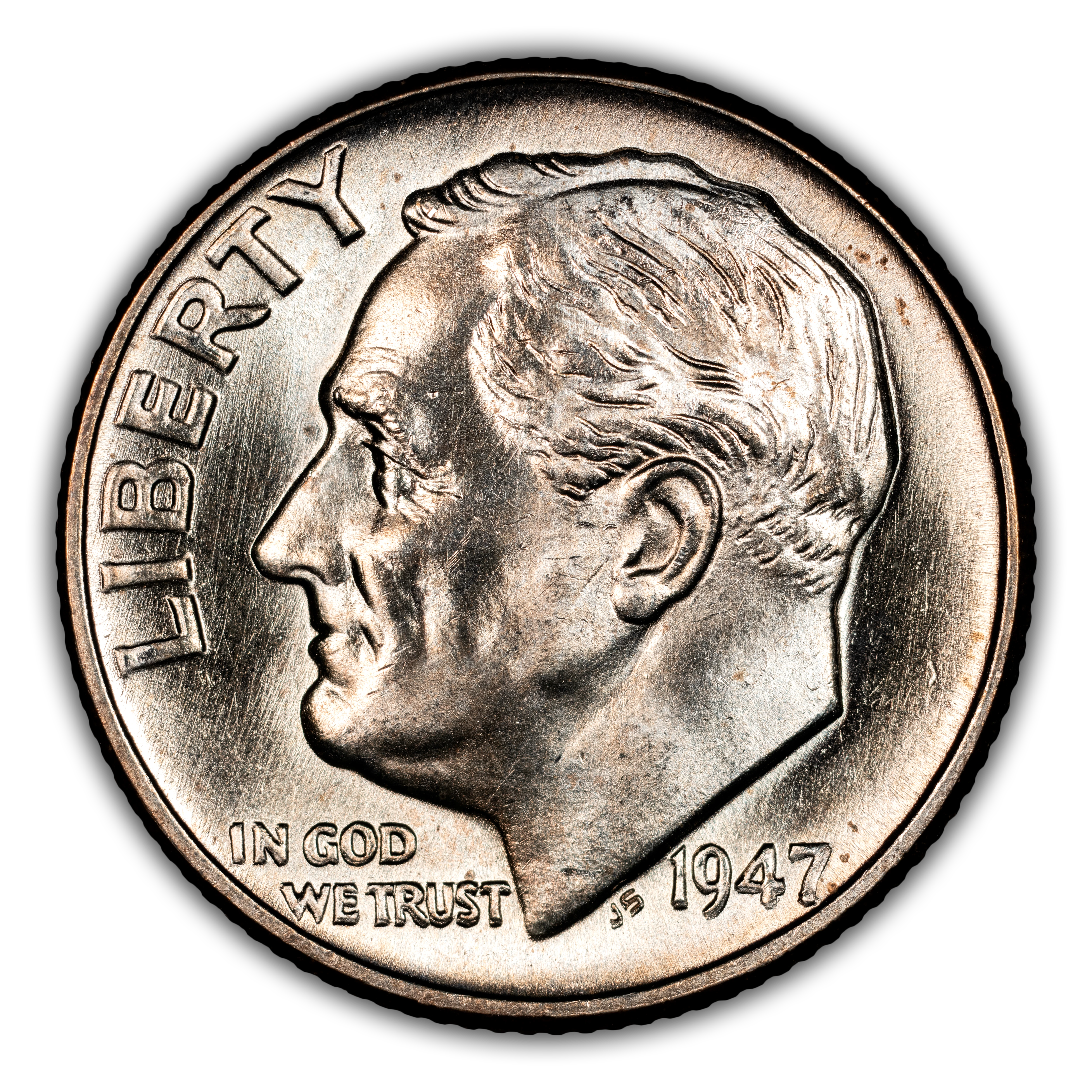 1947 10c Double Die Obverse, FS-101 MS