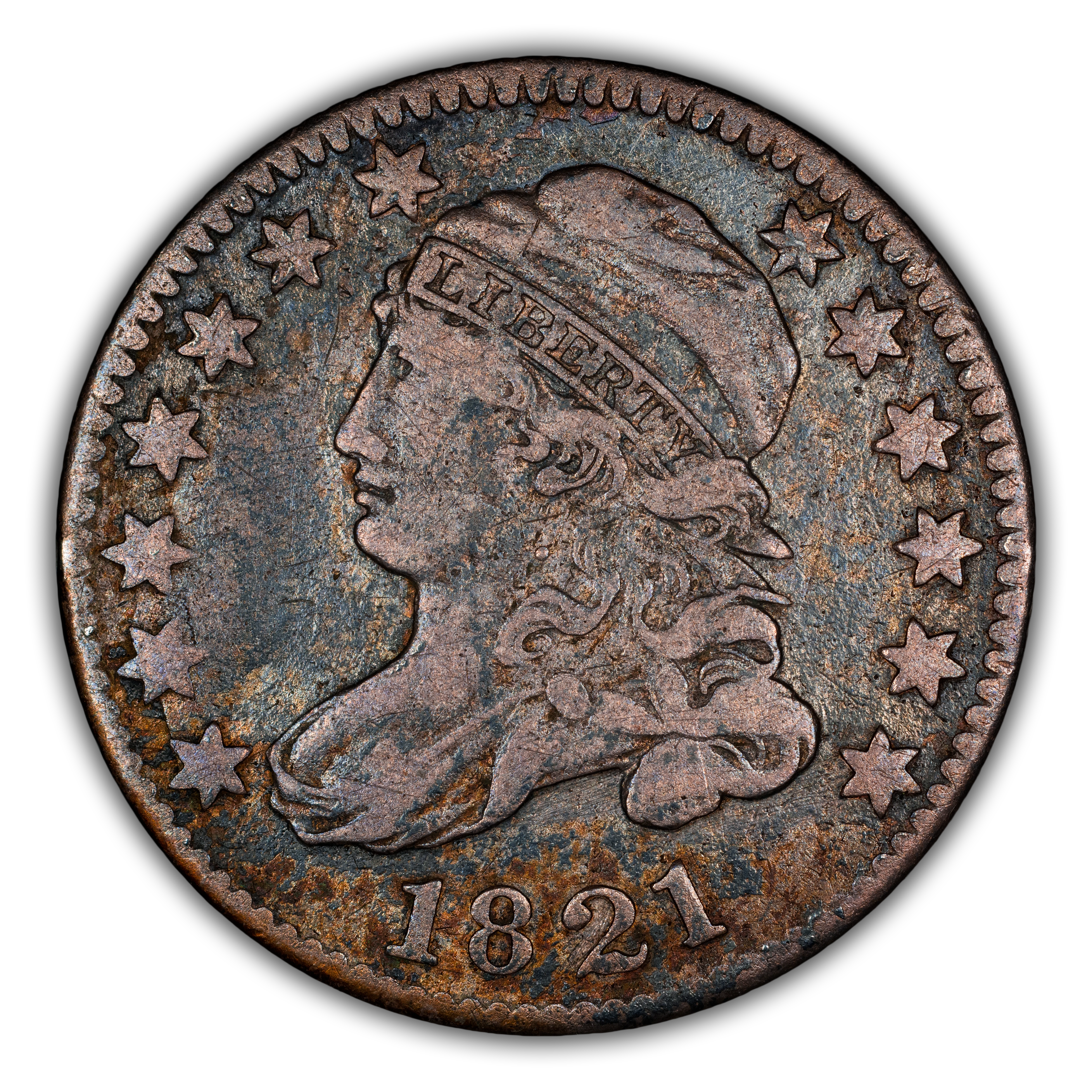 1821 10c Large Date, JR-1 MS
