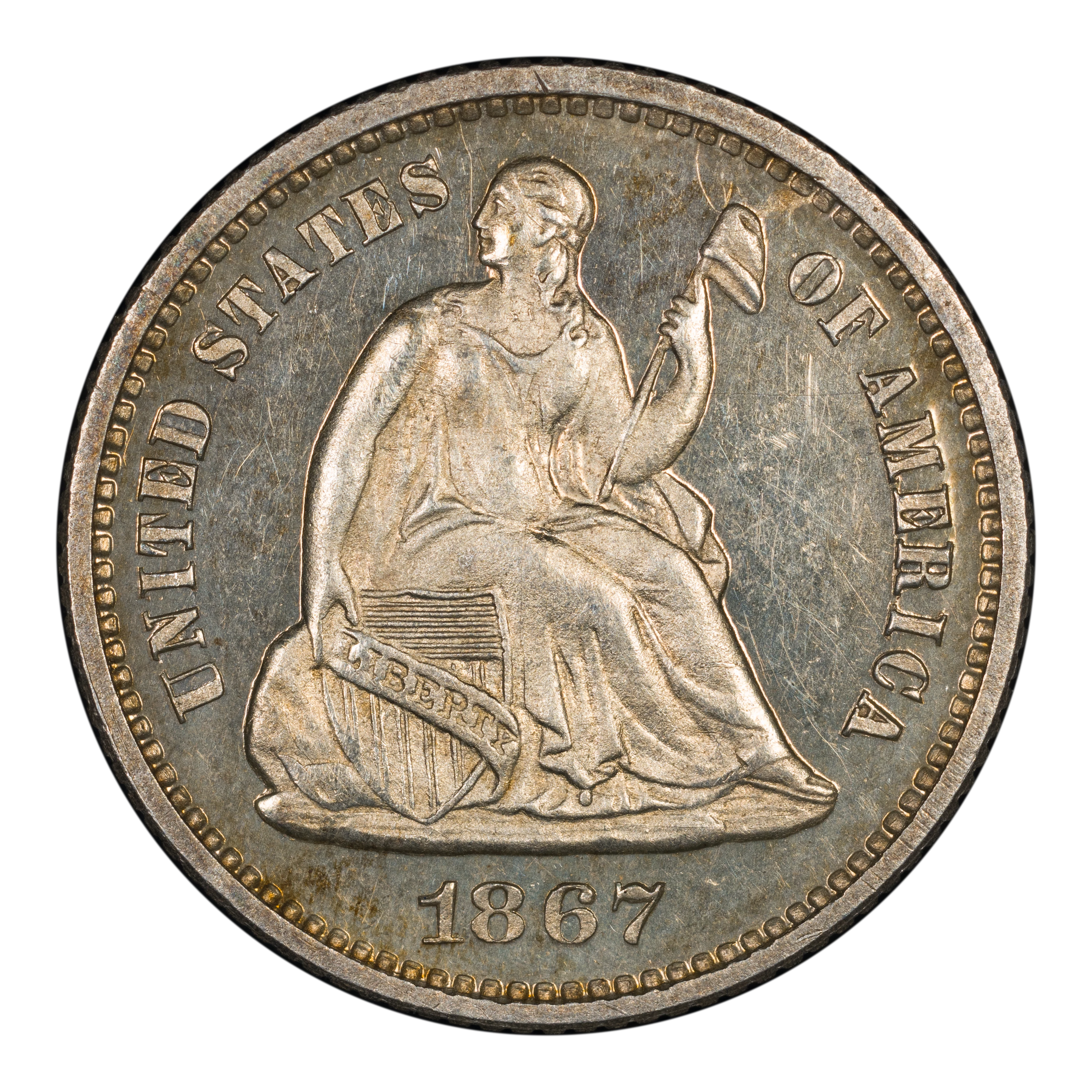 1867 Liberty Seated Half Dime, Proof Values & Prices By Issue