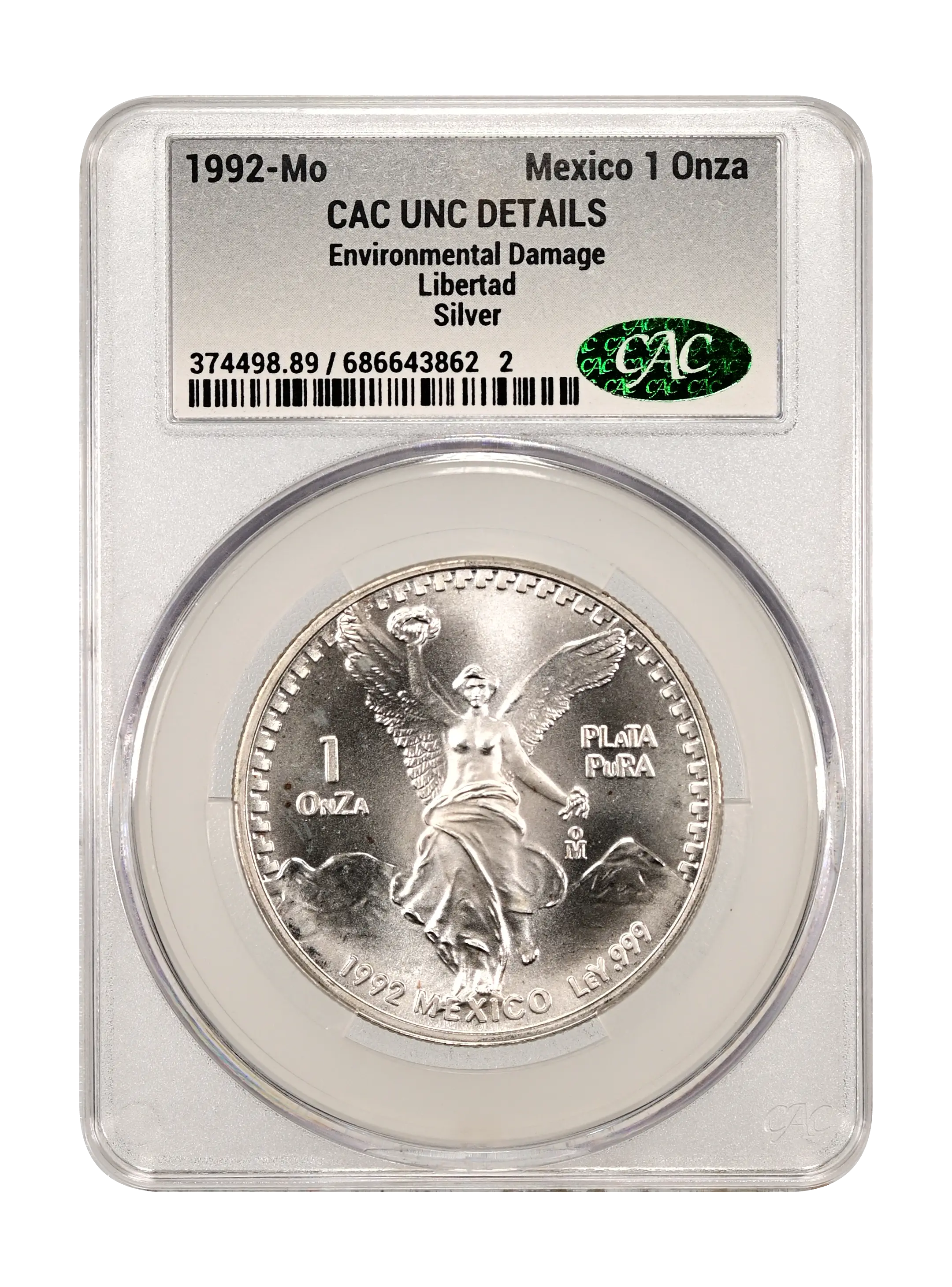 1992 Mo Silver 1 Onza Libertad Mint State (MS) Pricing Guide