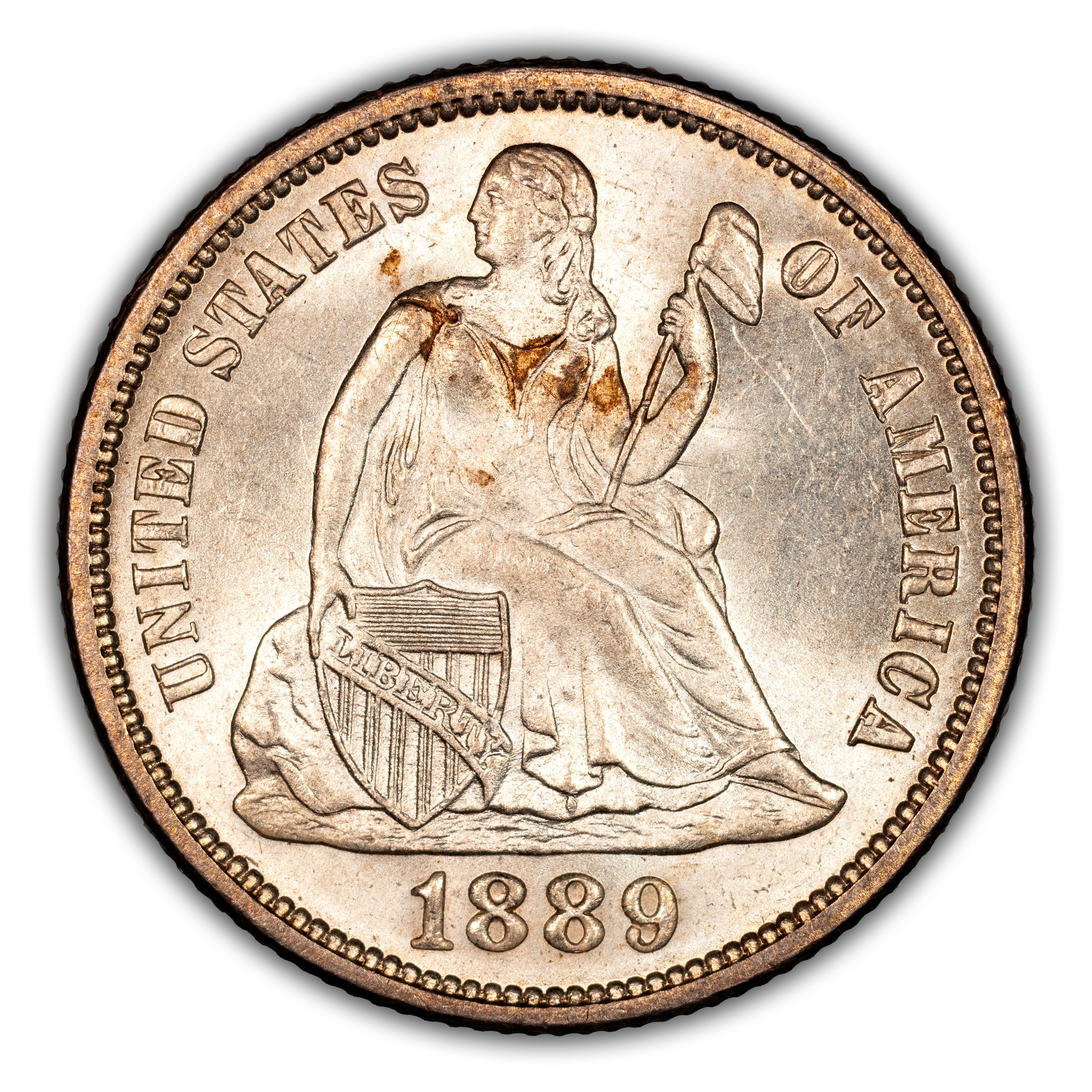 1889 10c Doubled Die Reverse #3, F-106, FS-801 MS