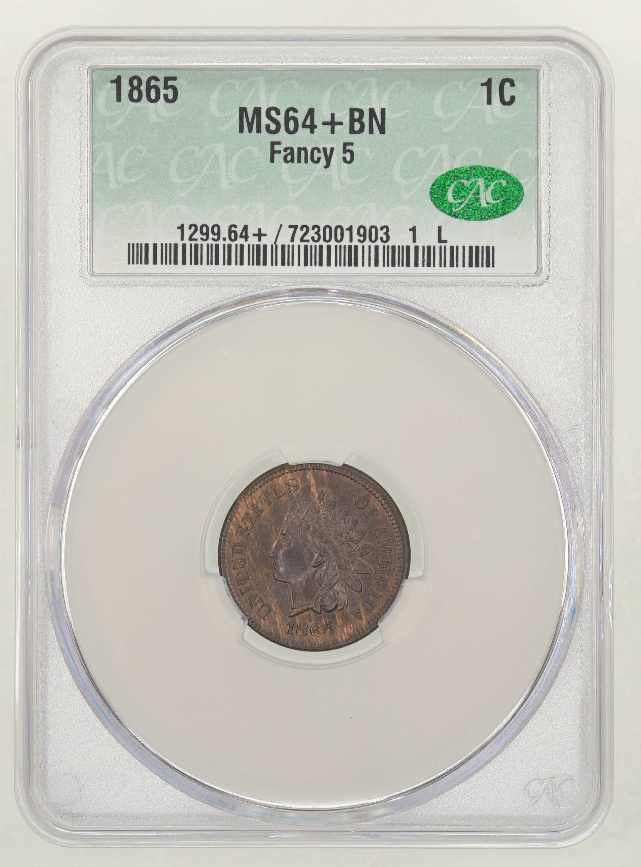1865 1c Fancy 5 MS BN