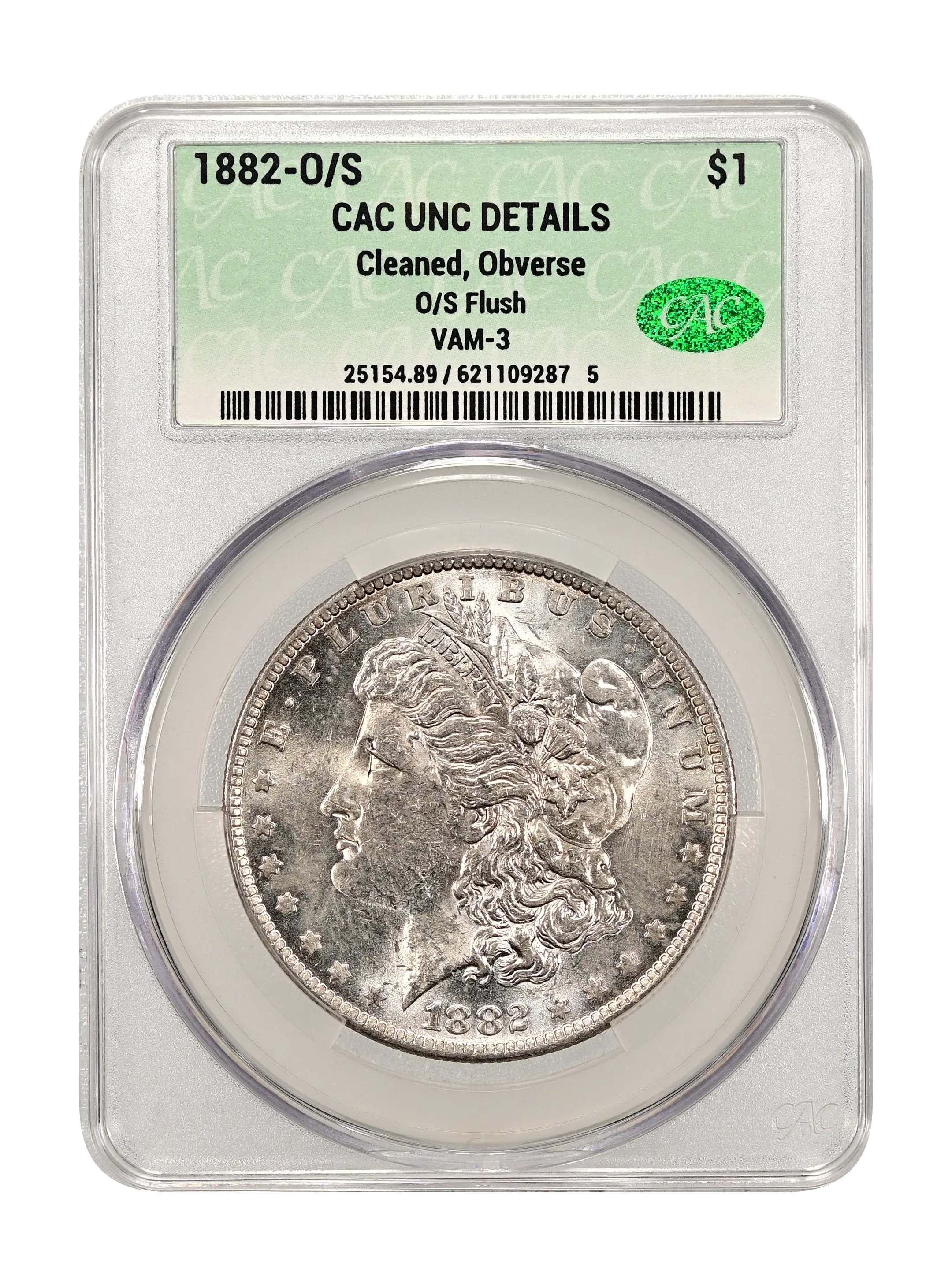 1882-O/S $1 O/S Flush, VAM-3 MS