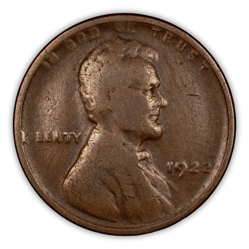 1922 no D Lincoln Penny Wheat Reverse Strong Reverse Die