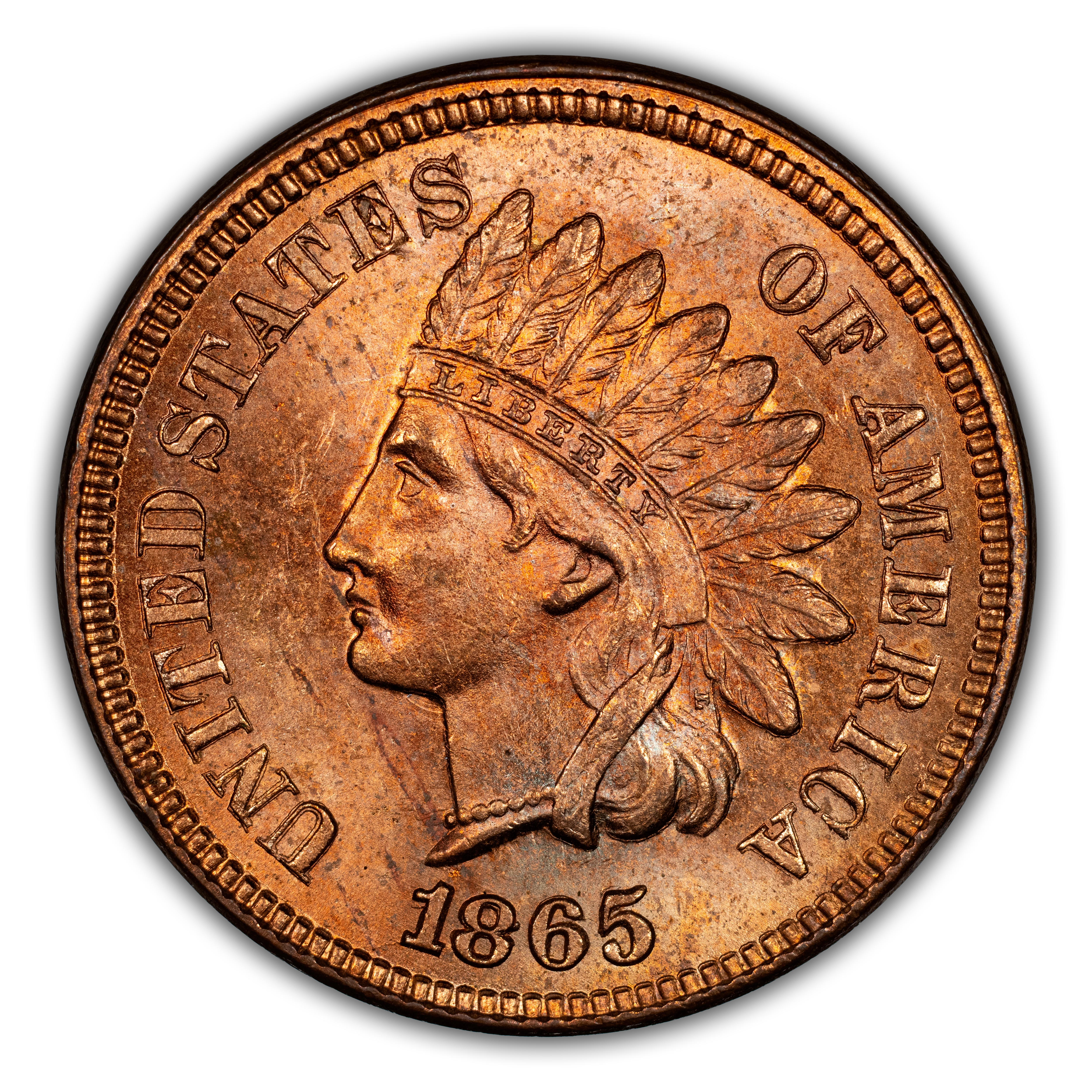 1865 1c Plain 5, Repunched Date, FS-301, S-1 MS RD