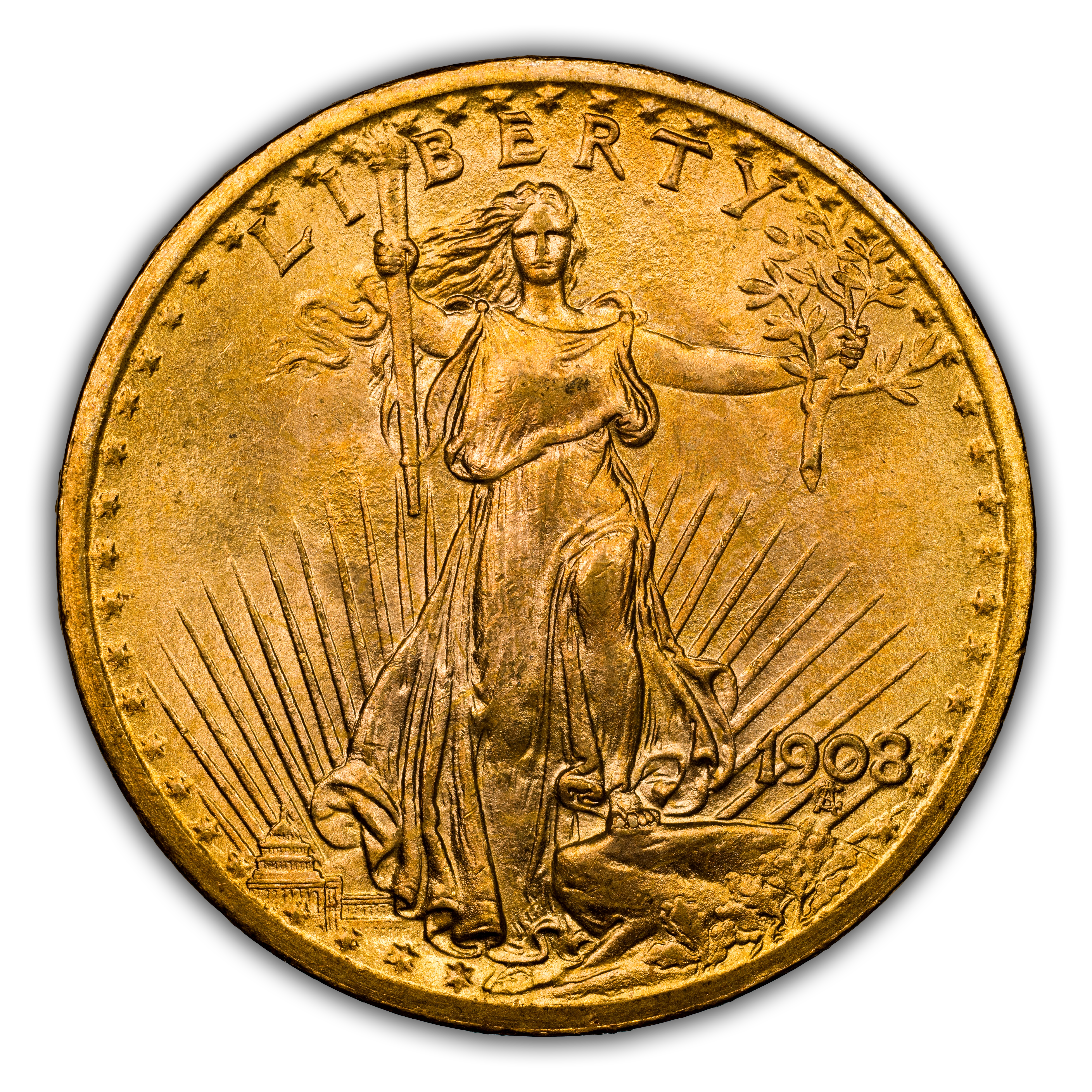 1908 $20 No Motto MS