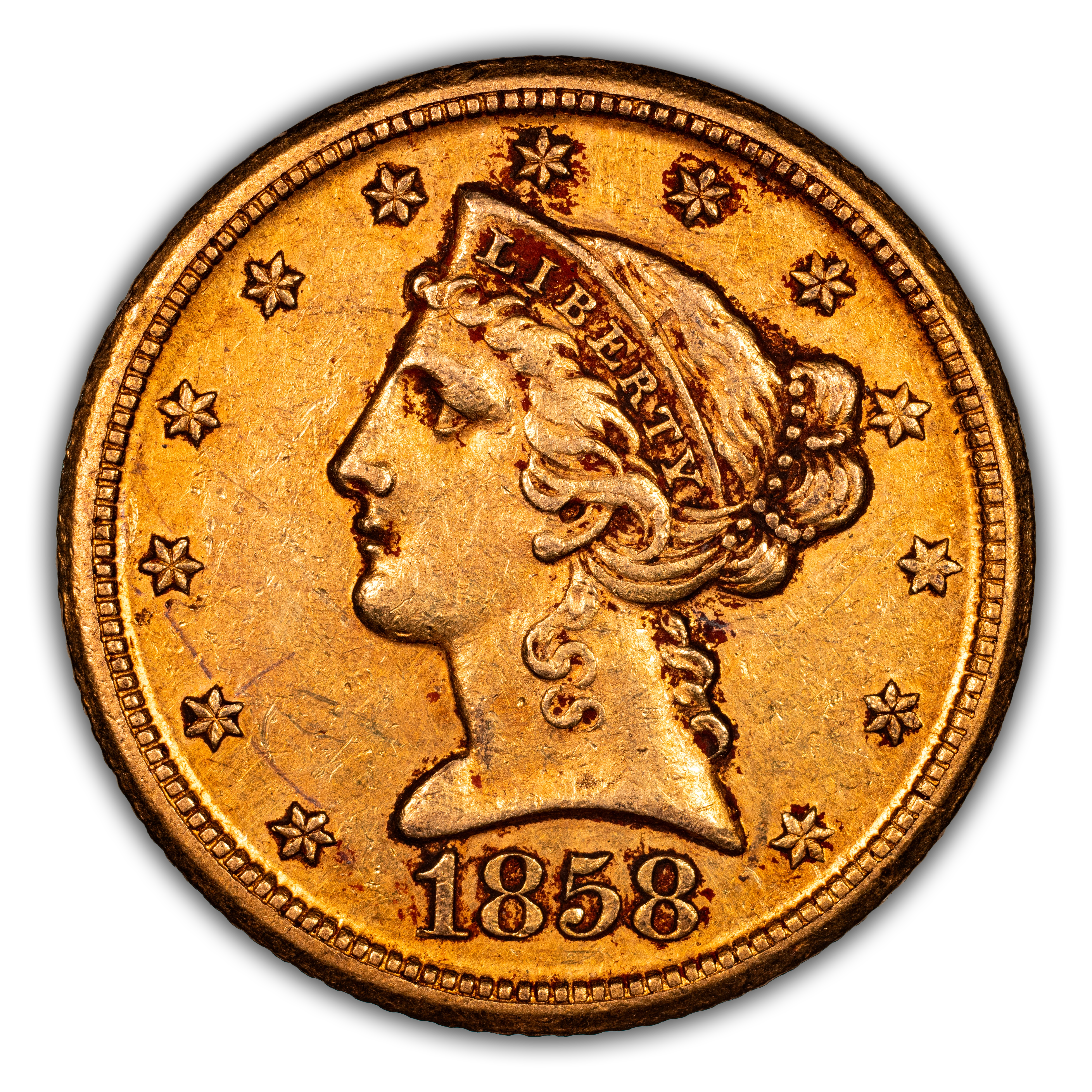 1858-D $5 MS