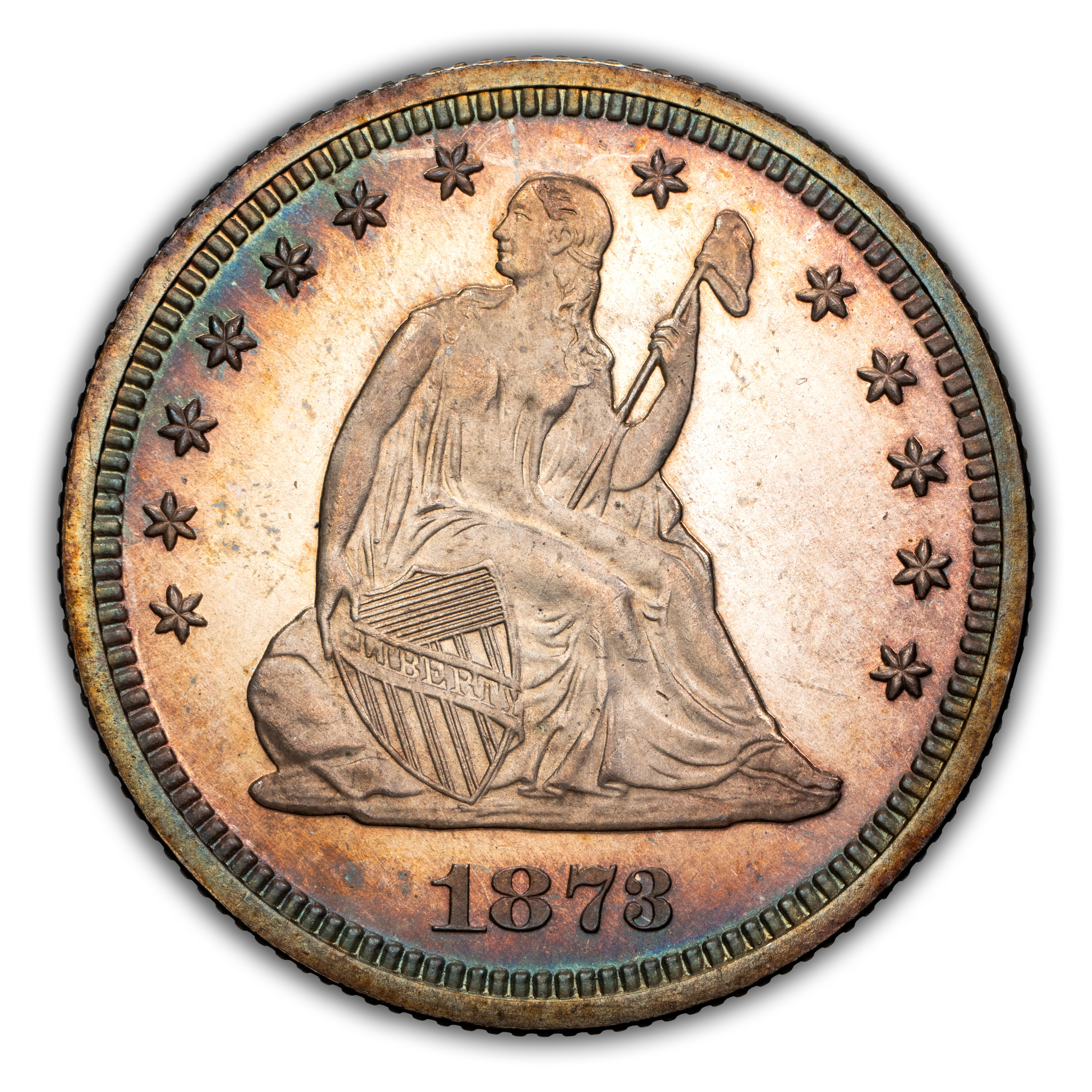 1873 25c No Arrows PR CAM