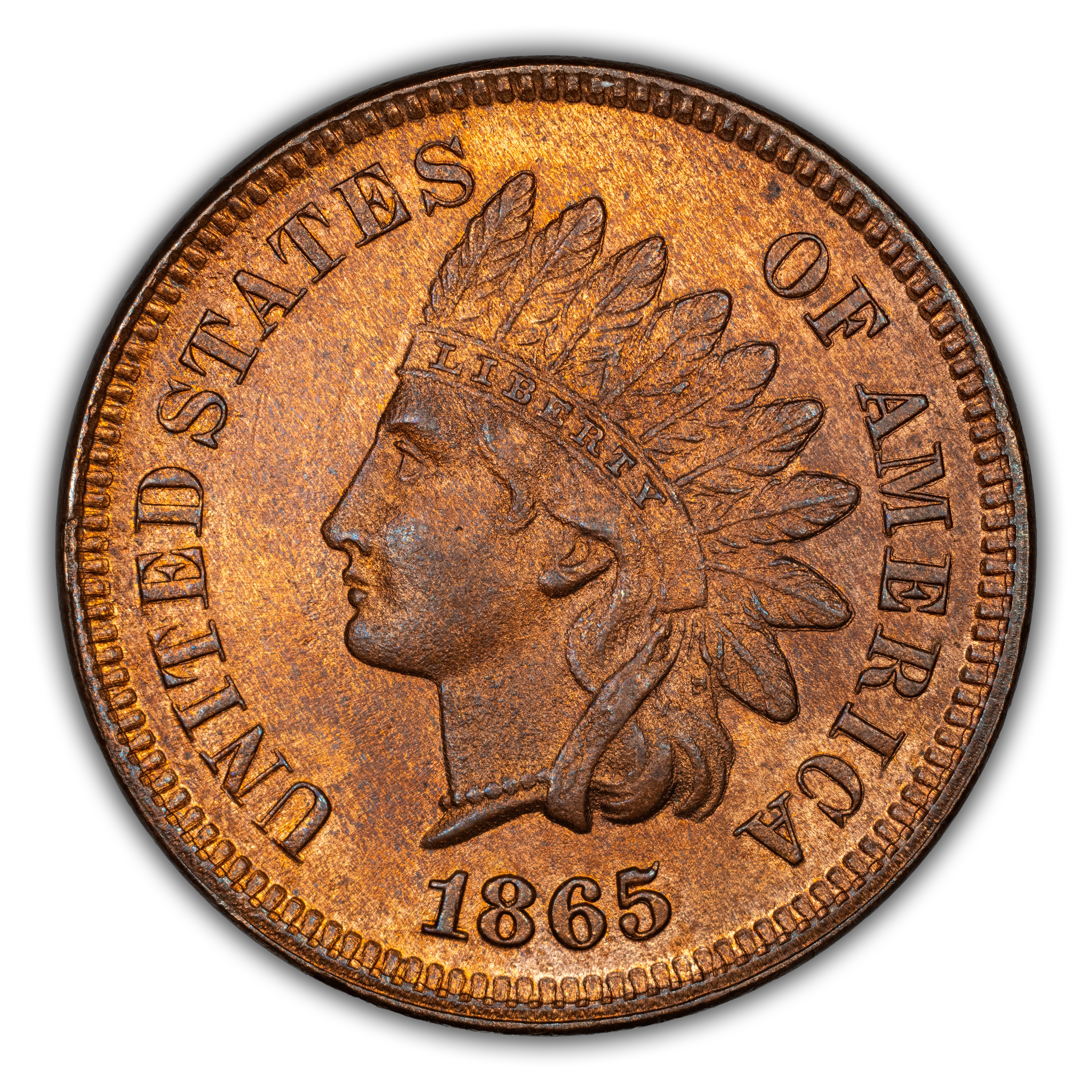 1865 1c Plain 5, Repunched Date, S-13 MS RB