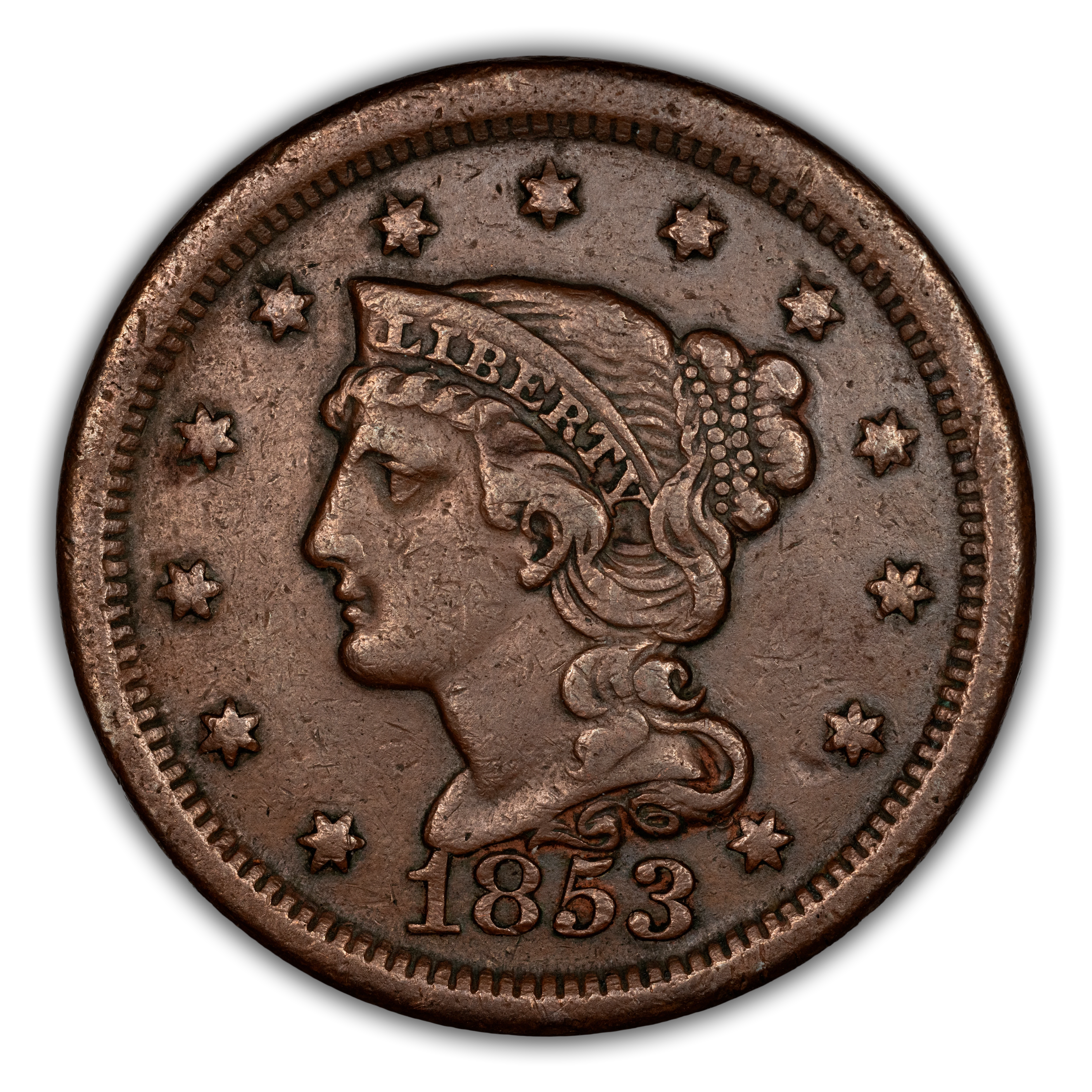 1853 Braided Hair Large Cent Values & Prices | Greysheet