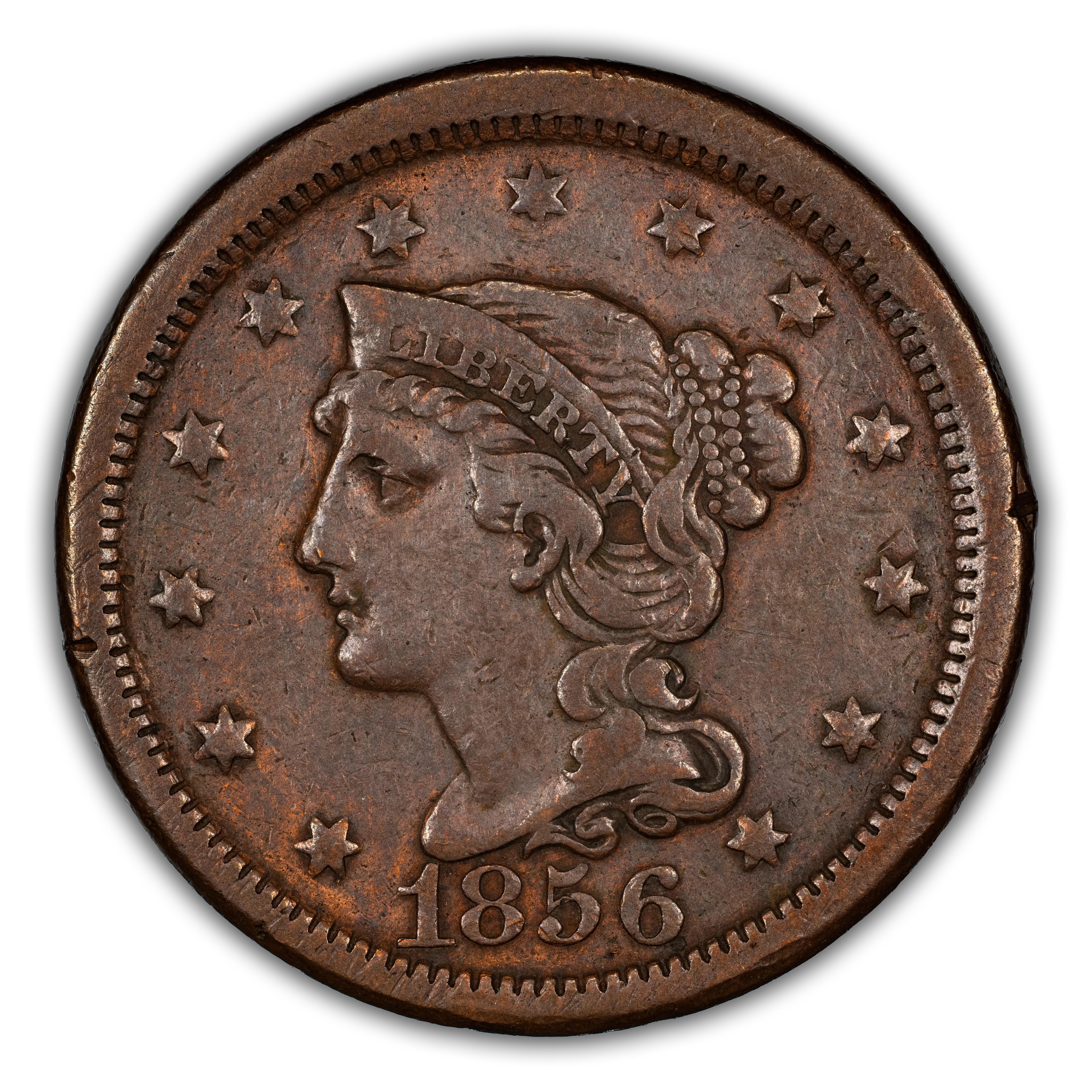 1856 1c Upright 5 MS BN