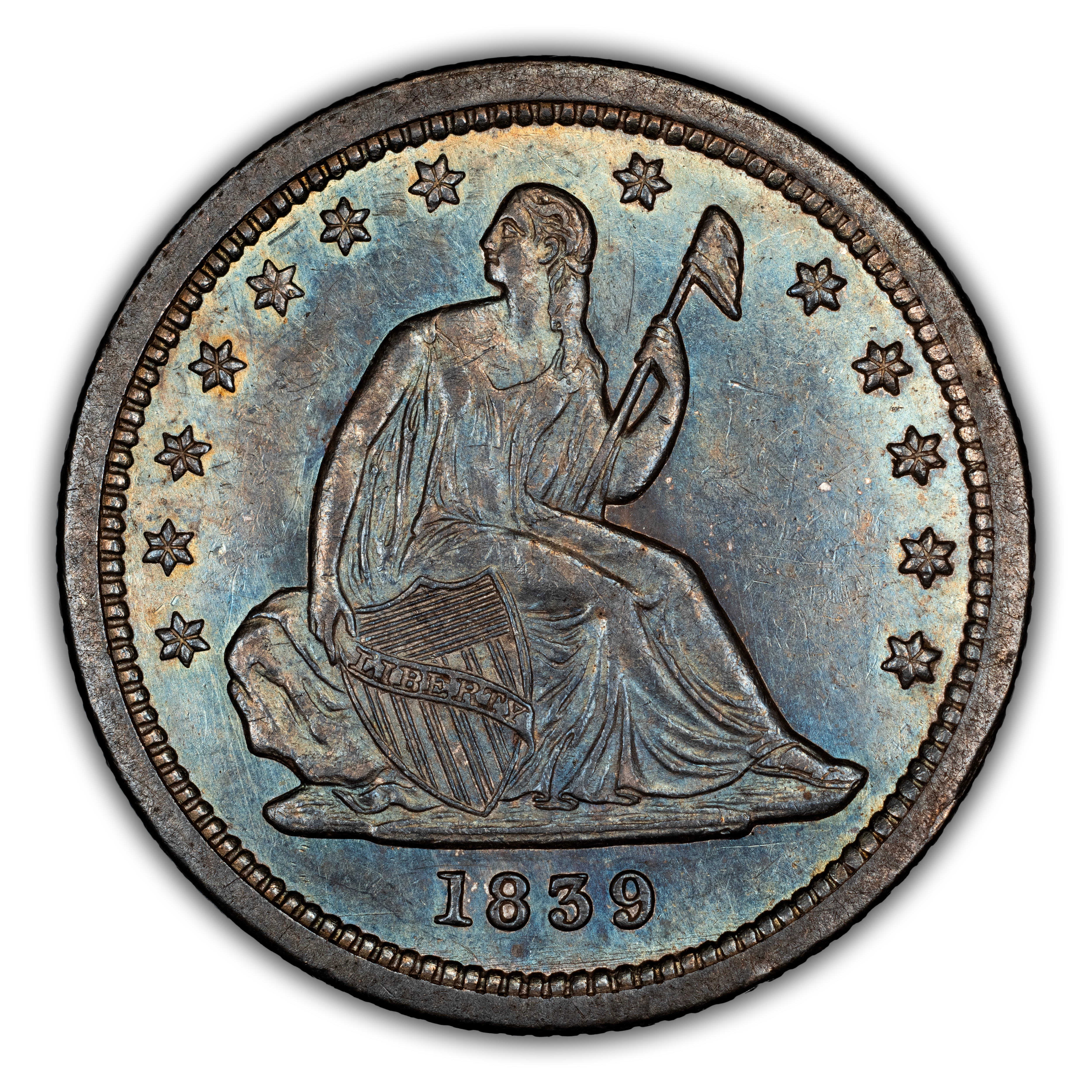 1839 25c No Drapery, Reverse of 1839 MS