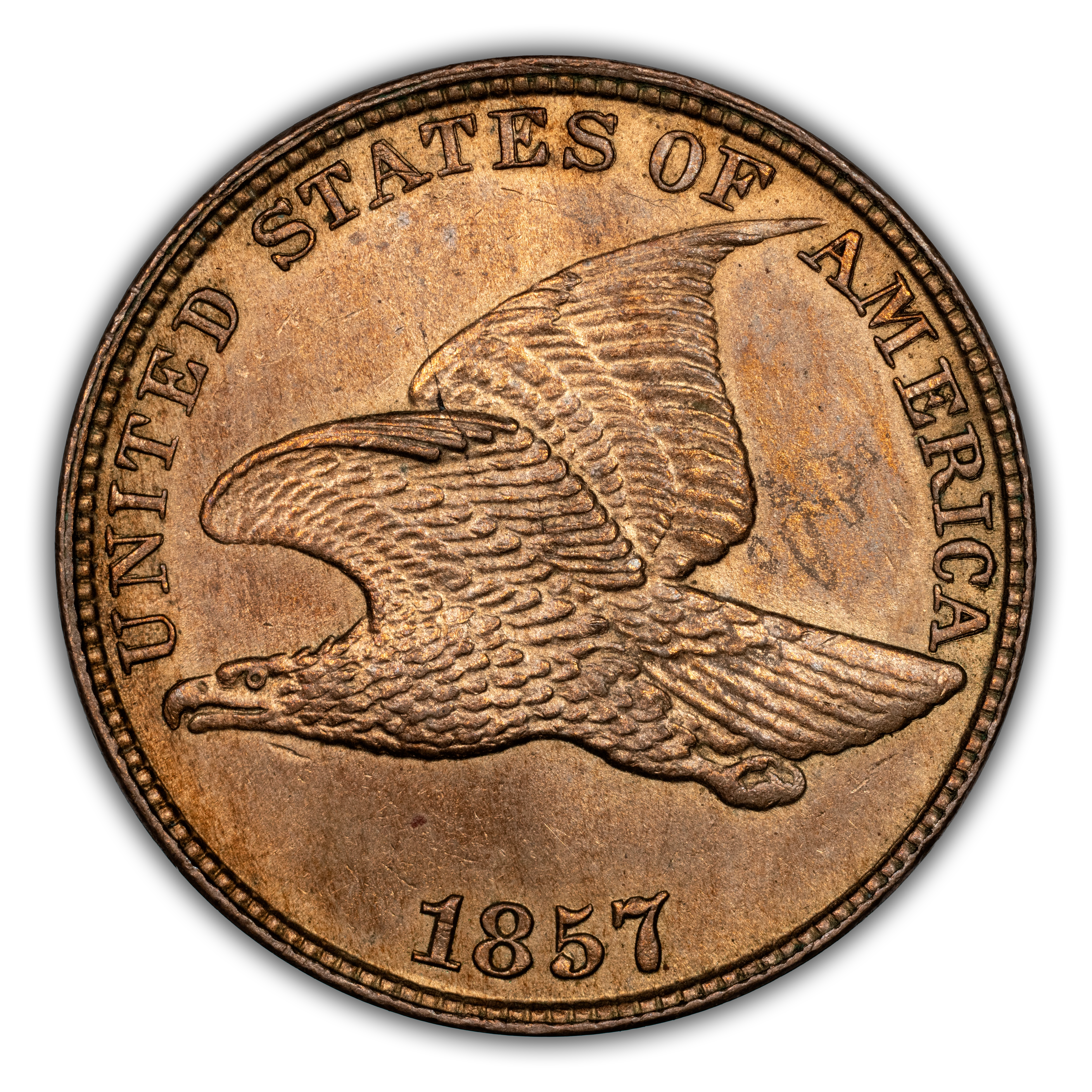 1857 1c Flying Eagle, Doubled Die Obverse, S-17 MS
