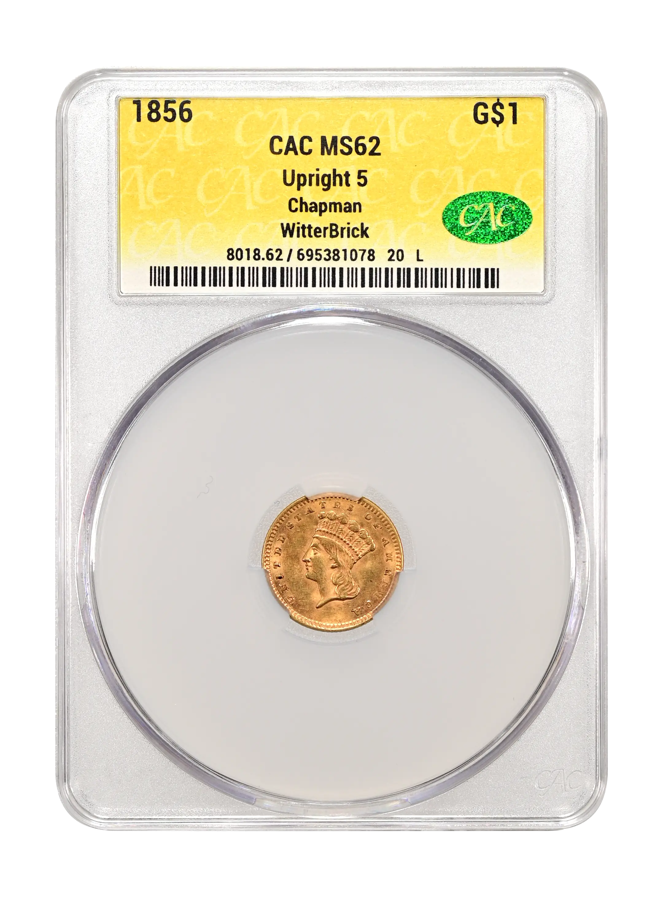 1856 G$1 Upright 5 MS