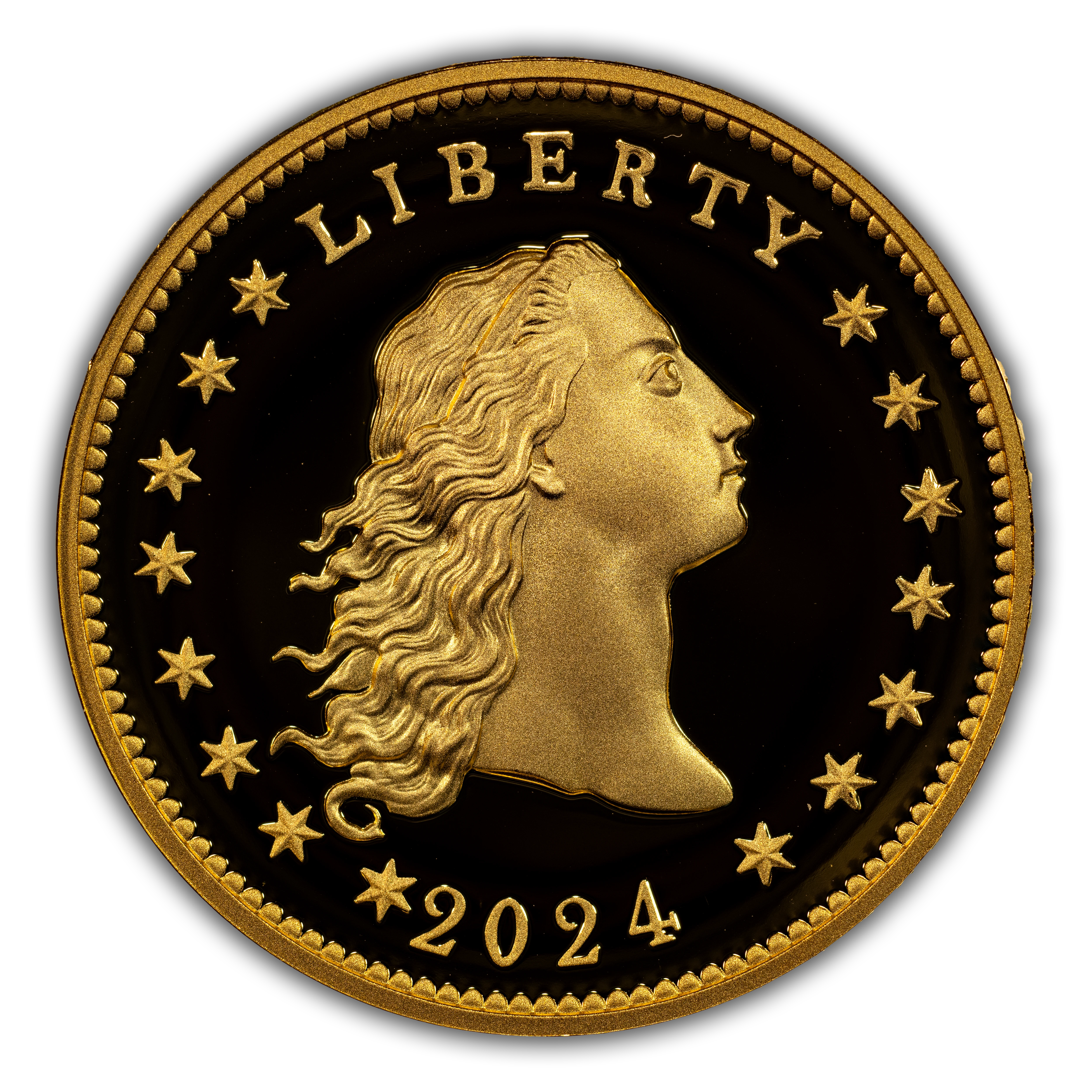 2024-(W) G$1 230th Anniversary Flowing Hair, Gold PR DCAM