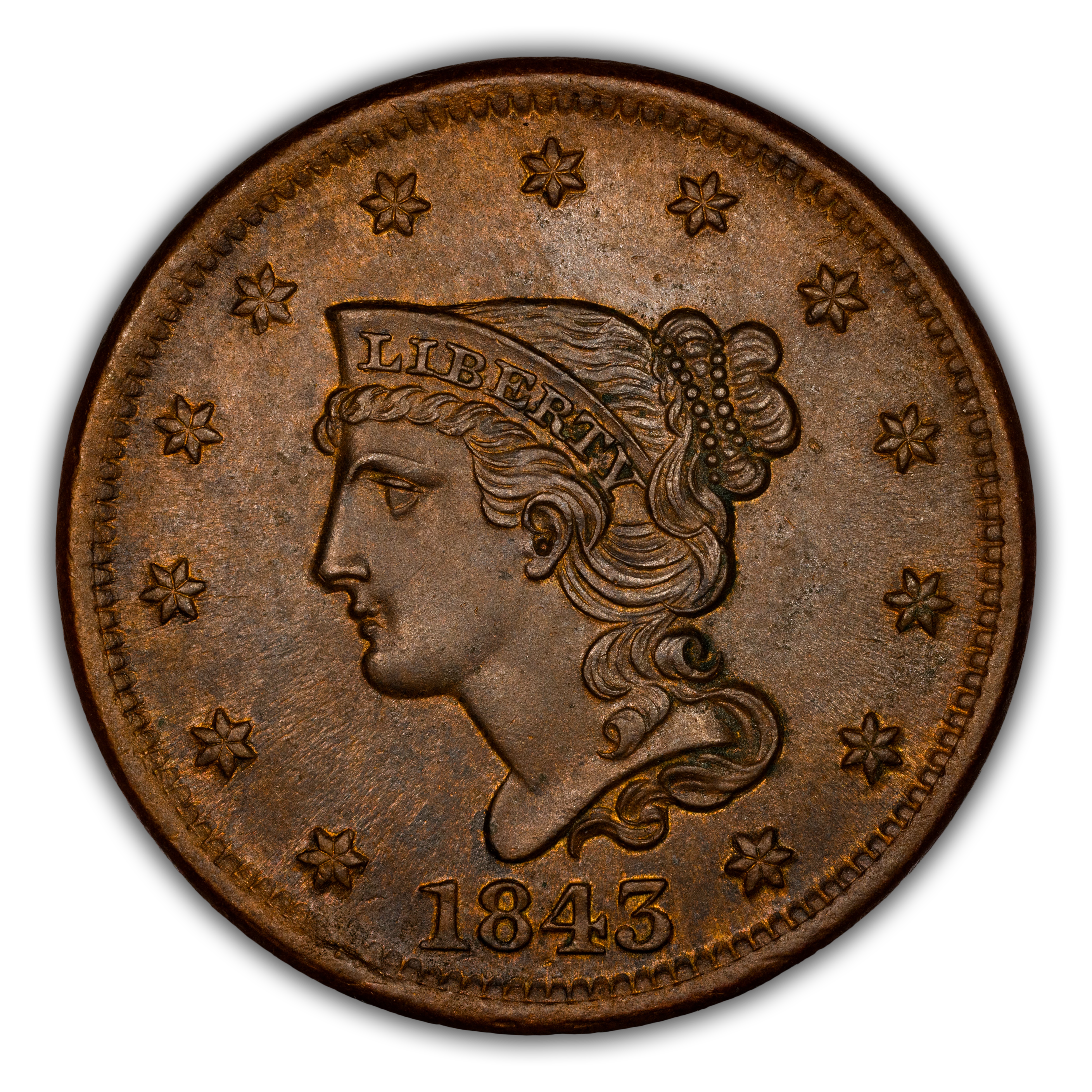 1843 1c Petite Head, Large Letters MS BN