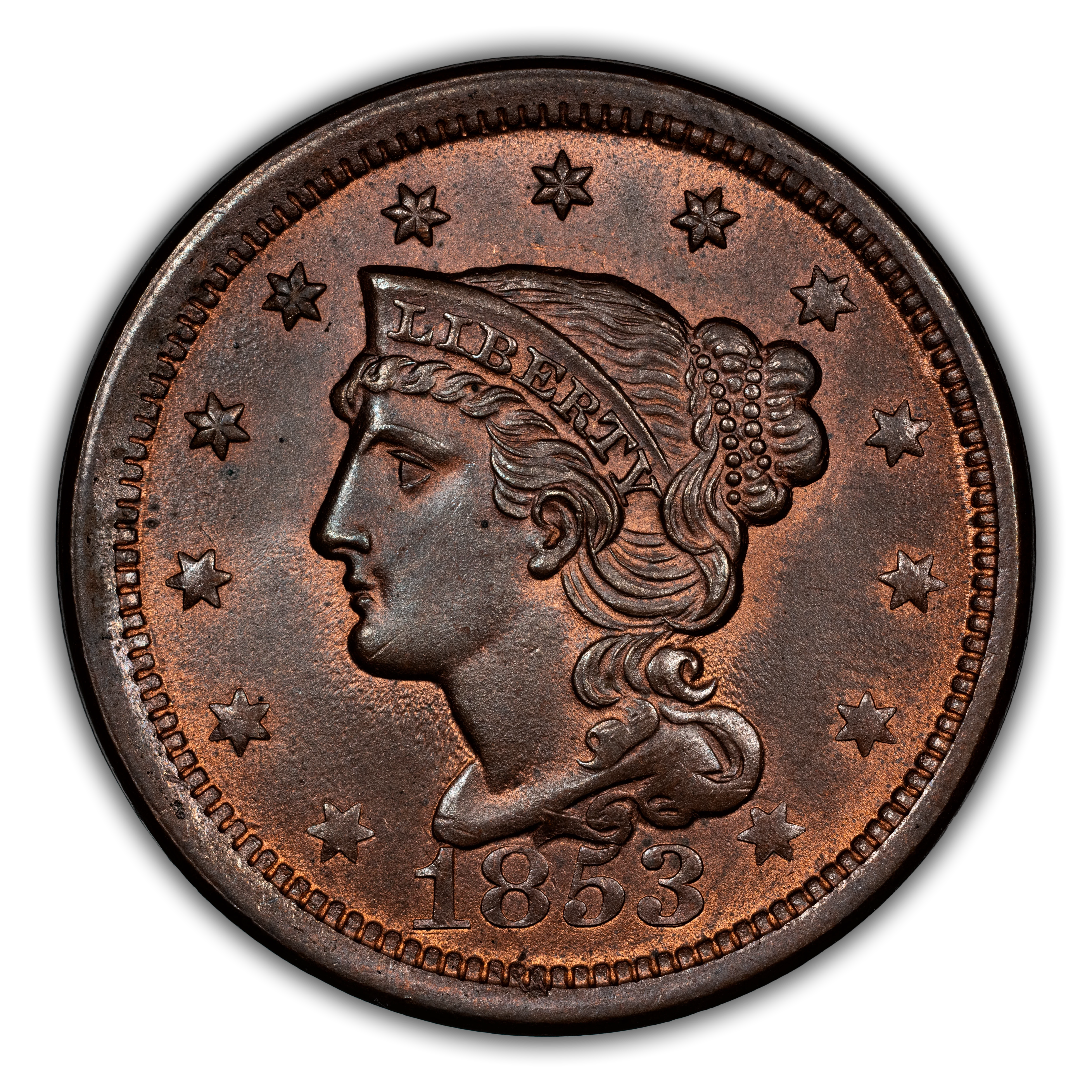 3/15まで再値下げ！ 大特価！CI マイキーフェブラリー ツイン ピン5’7” 1853 Braided Hair Large Cent Values & Prices | Greysheet