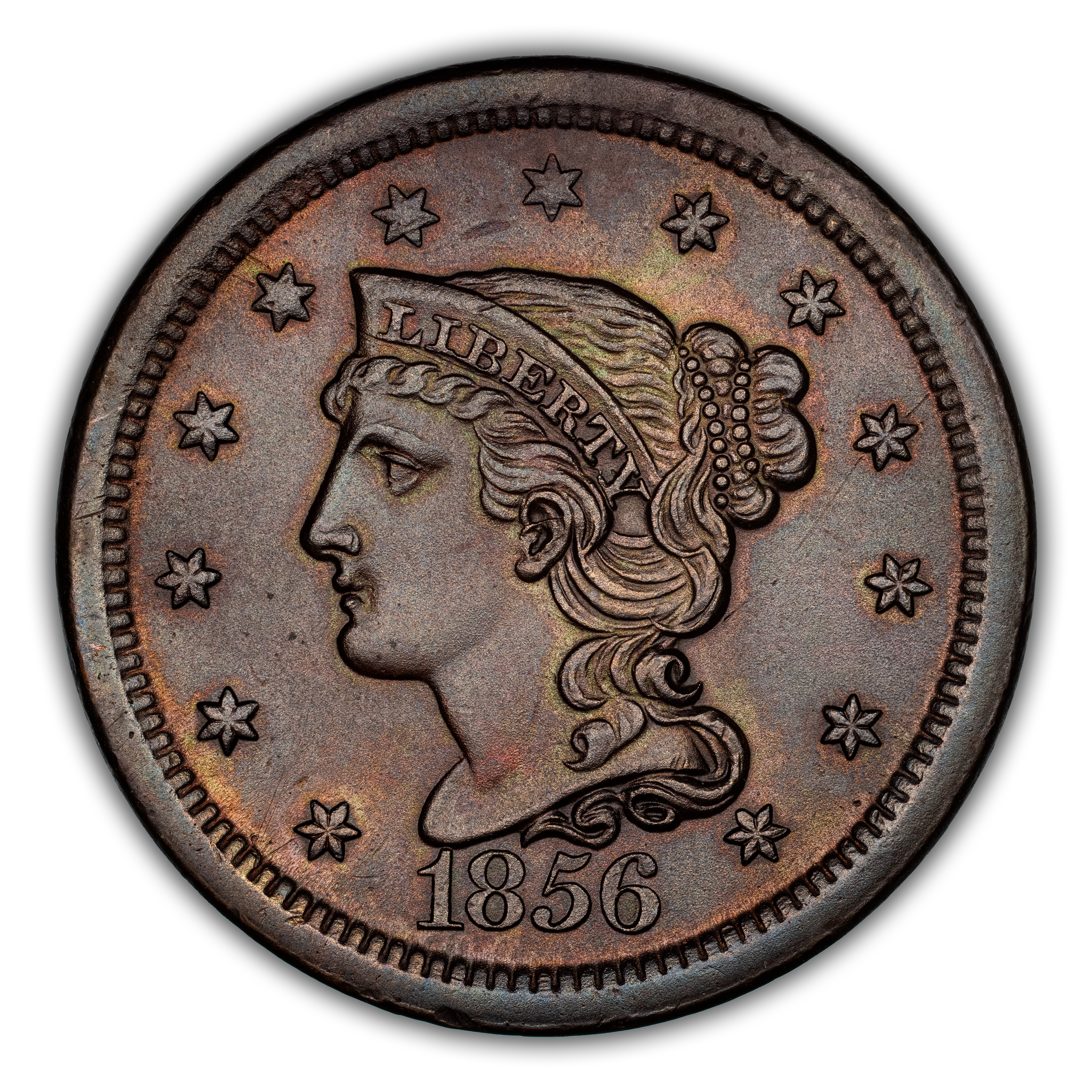 1856 1c Slanted 5, N-3 MS BN