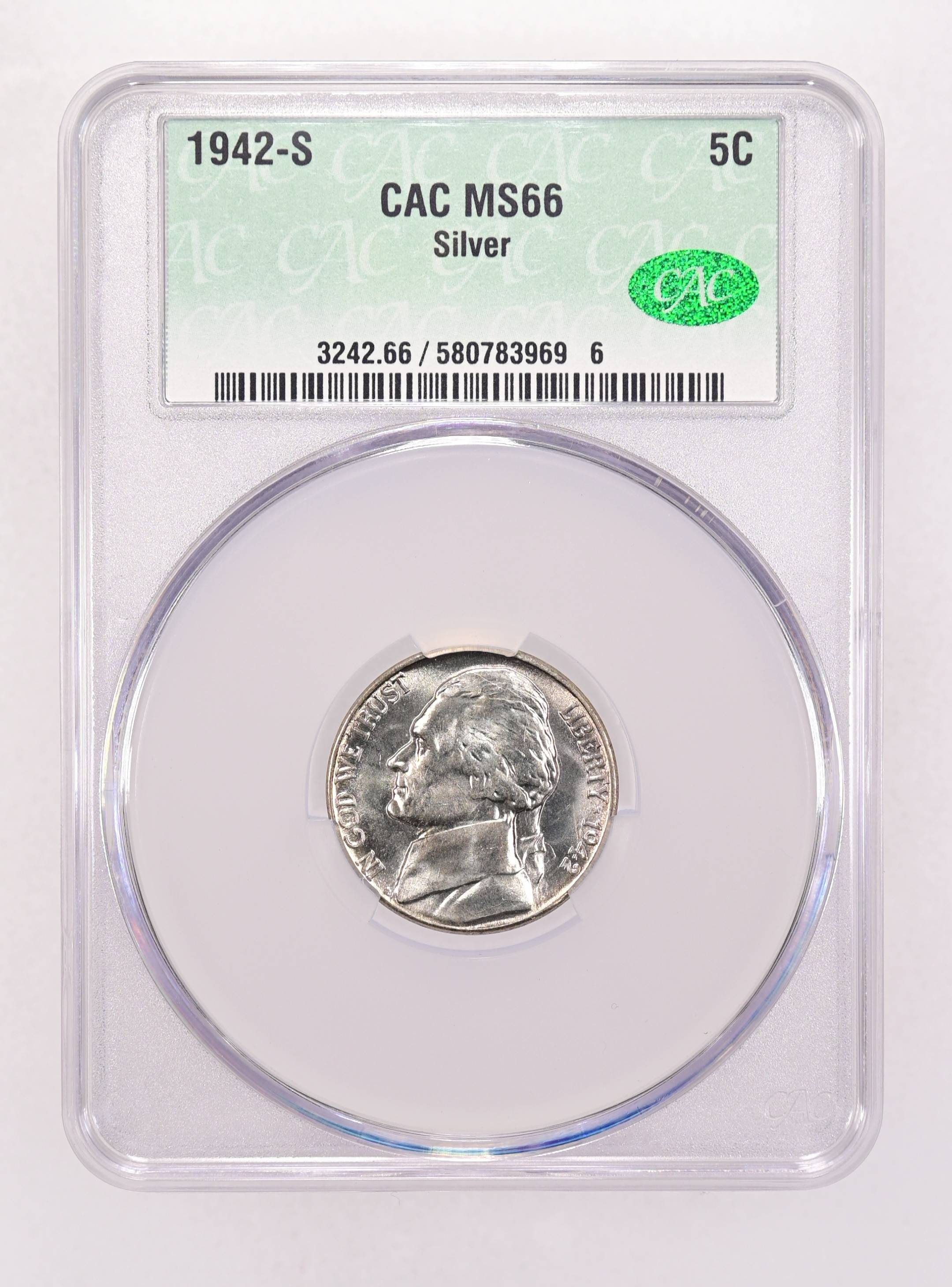 1942-S 5c Silver MS