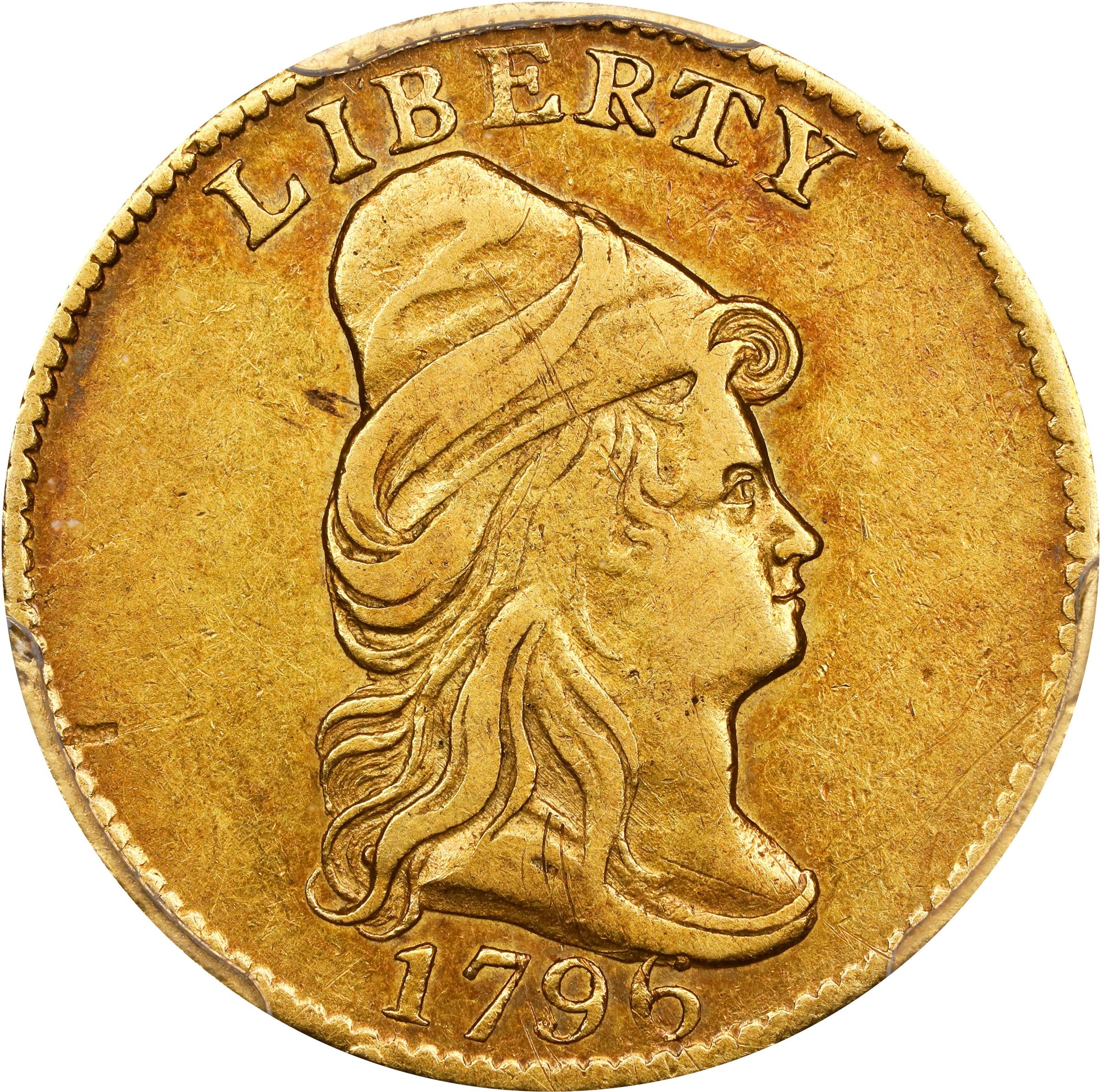 image for: 1796 Capped Bust Right Quarter Eagle. No Stars on Obverse. BD-2. Rarity-4. AU-50 (PCGS).
