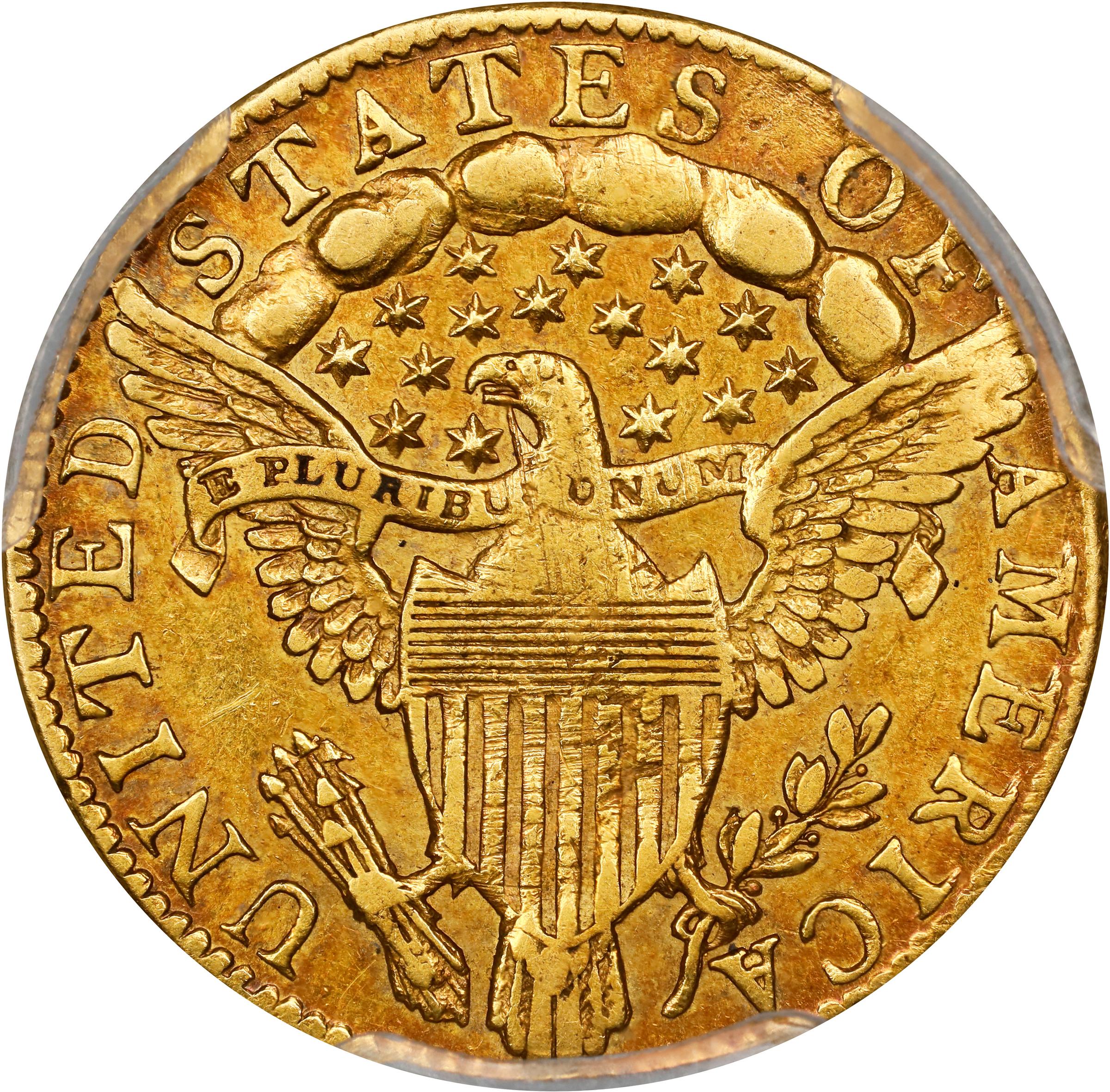 image for: 1796 Capped Bust Right Quarter Eagle. No Stars on Obverse. BD-2. Rarity-4. AU-50 (PCGS).