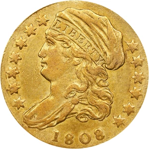 image for: 1808 Capped Bust Left Quarter Eagle. BD-1. Rarity-4. EF-40 (PCGS).