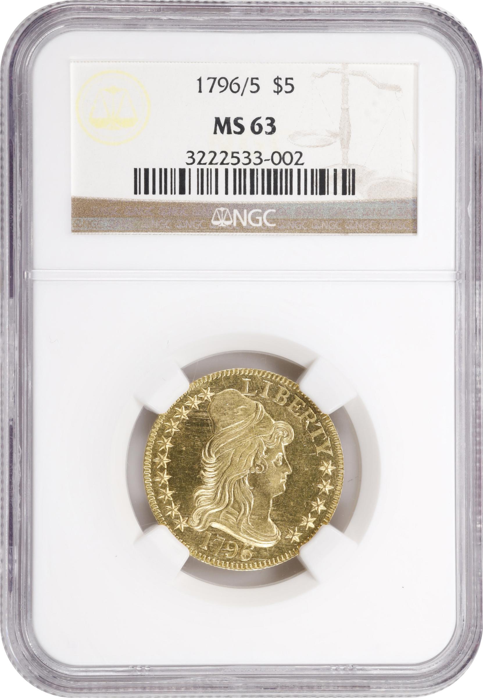 image for: 1796/5 Capped Bust Right Half Eagle. BD-1. Rarity-4+. MS-63 (NGC).