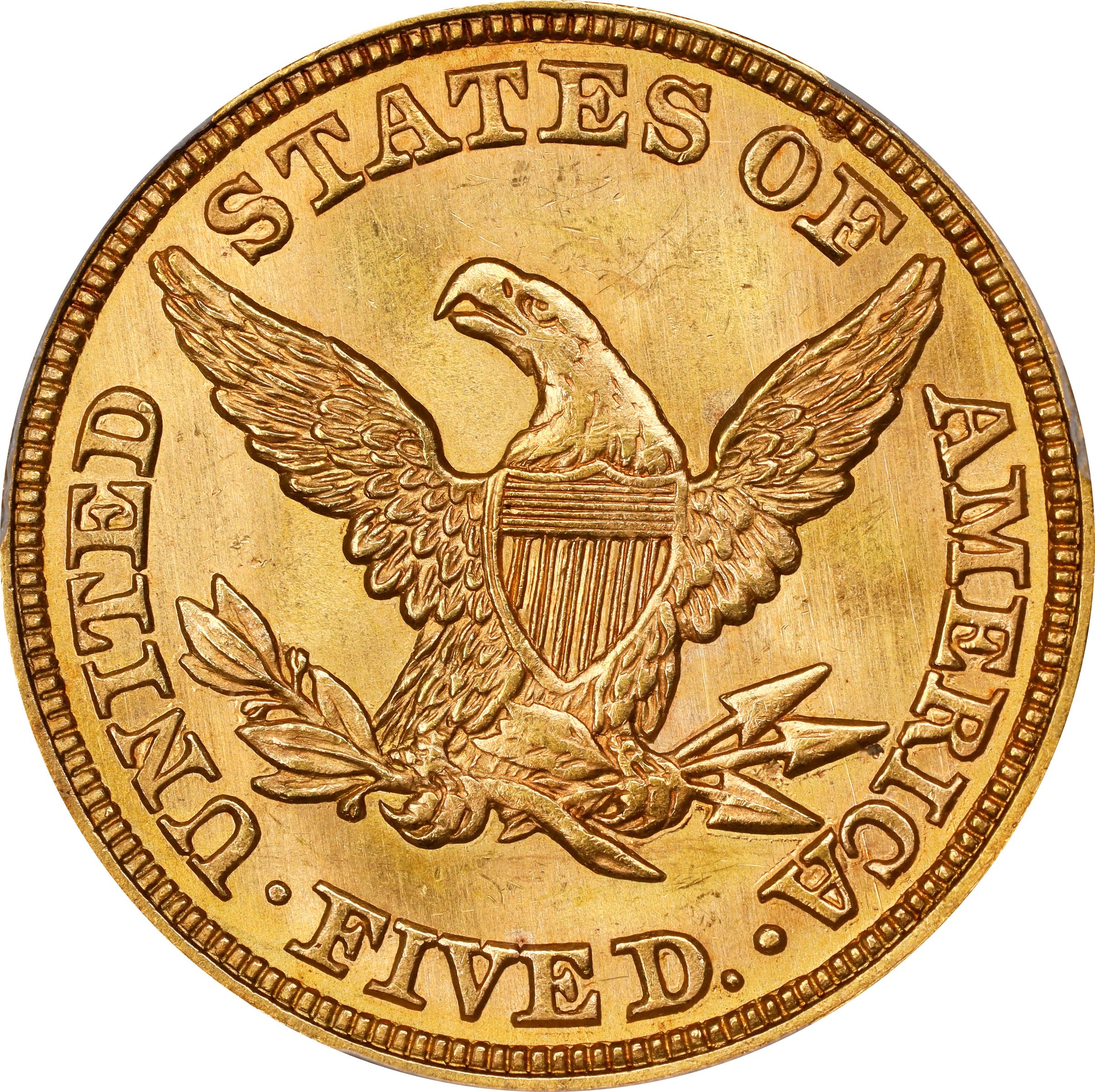 image for: 1858 Liberty Head Half Eagle. MS-66 (PCGS). CMQ.