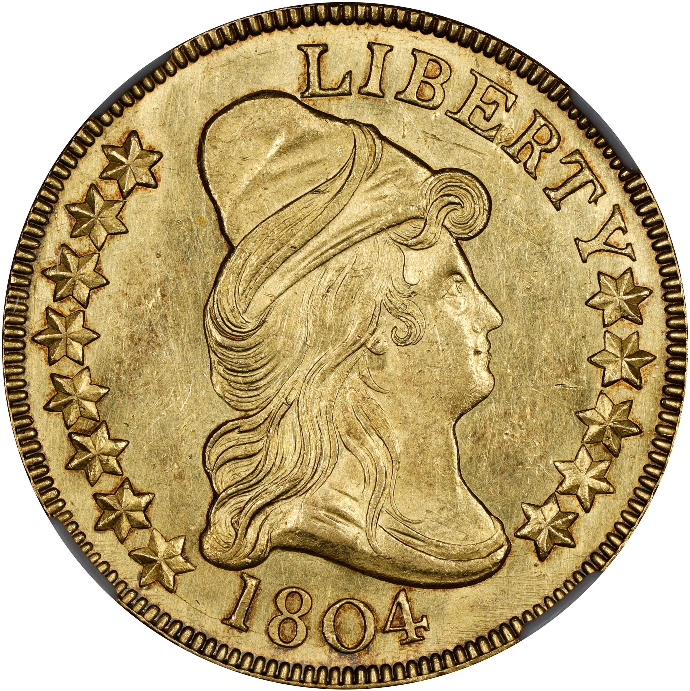 image for: 1804 Capped Bust Right Eagle. BD-1, Taraszka-31. Rarity-4+. Crosslet 4. MS-62 (NGC).