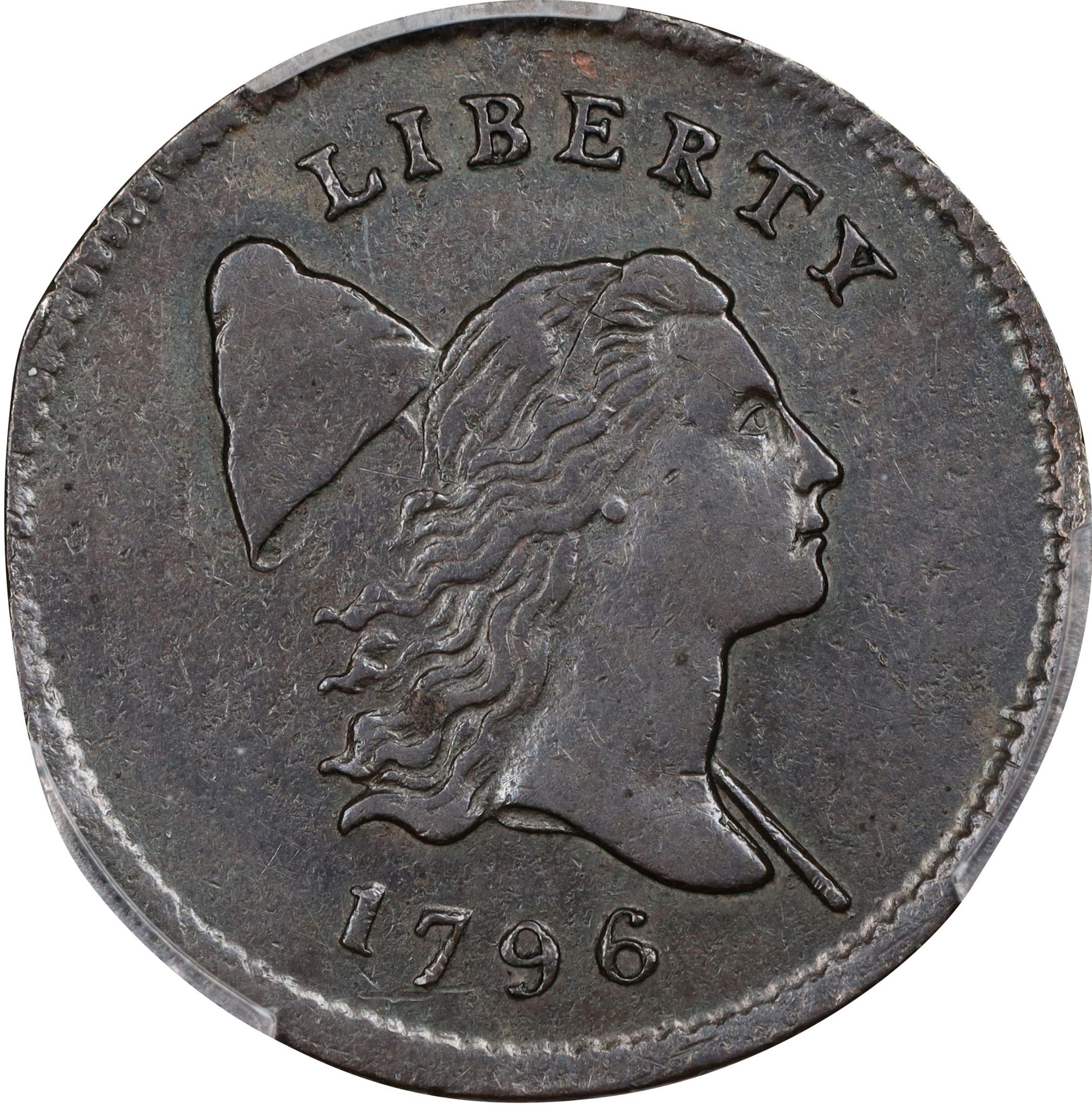 image for: 1796 Liberty Cap Half Cent. C-2. Rarity-4+. With Pole. AU-55 (PCGS).