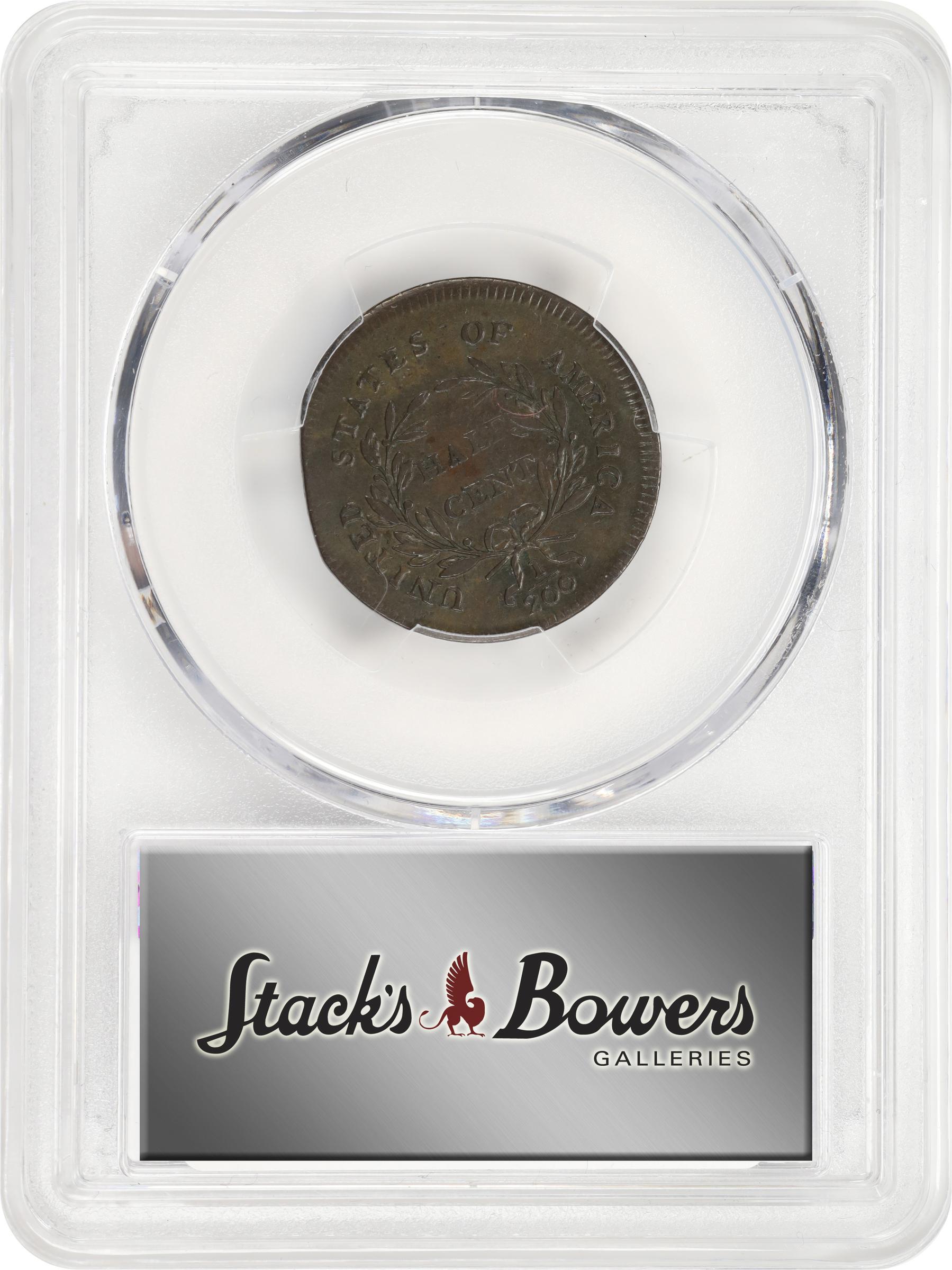 image for: 1796 Liberty Cap Half Cent. C-2. Rarity-4+. With Pole. AU-55 (PCGS).
