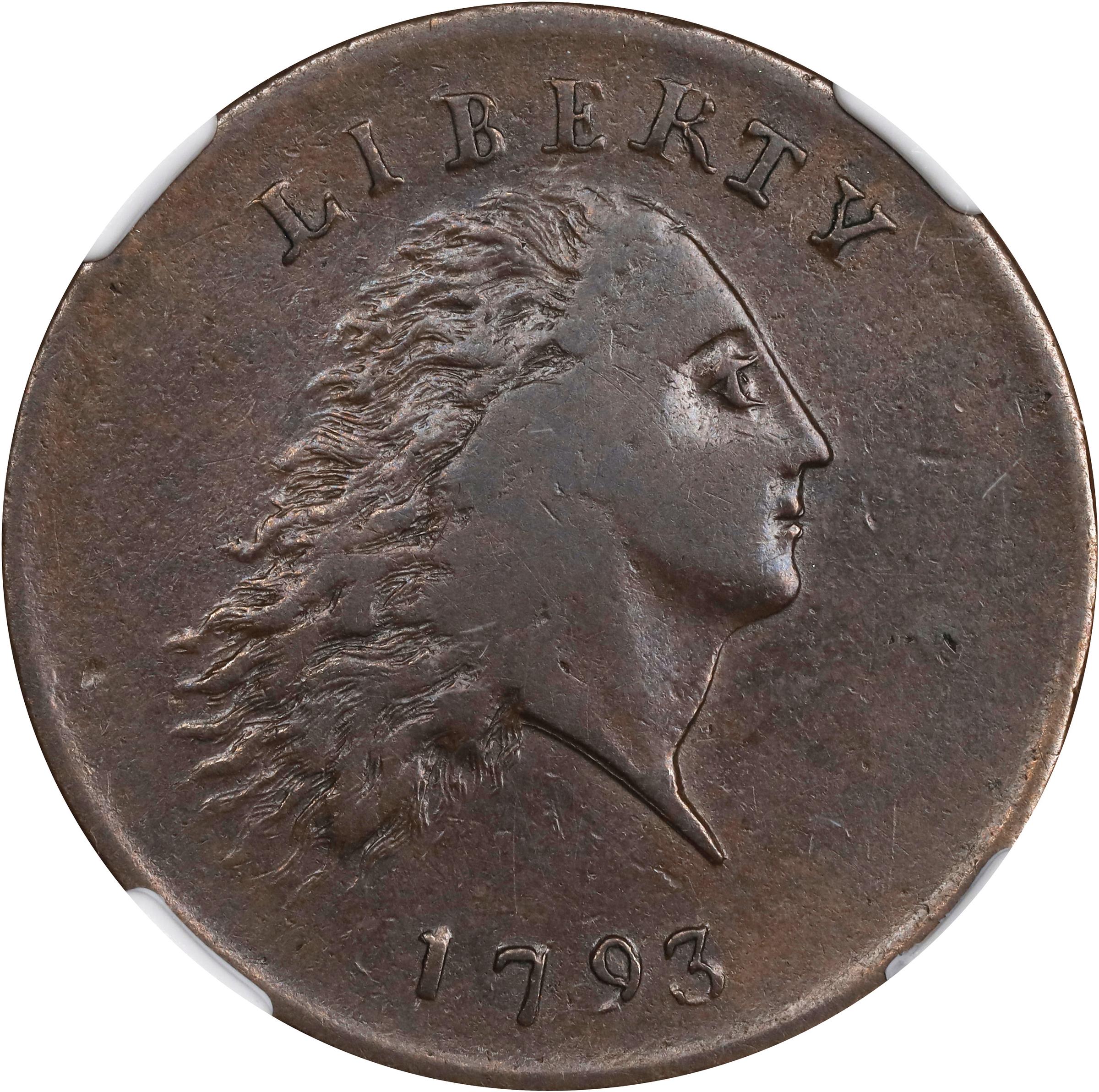 image for: 1793 Flowing Hair Cent. Chain Reverse. S-3, B-4. Rarity-3-. AMERICA, Without Periods. EF-45 BN (NGC).