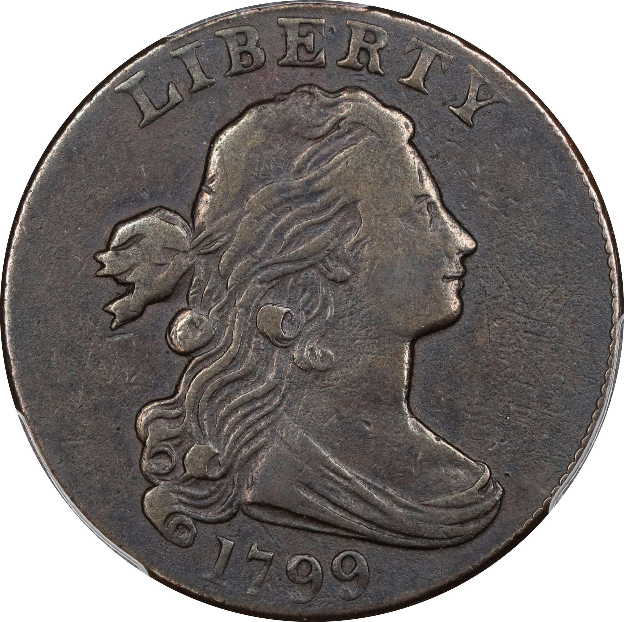 image for: 1799 Draped Bust Cent. S-189, B-3. Rarity-2. VF-30 (PCGS).