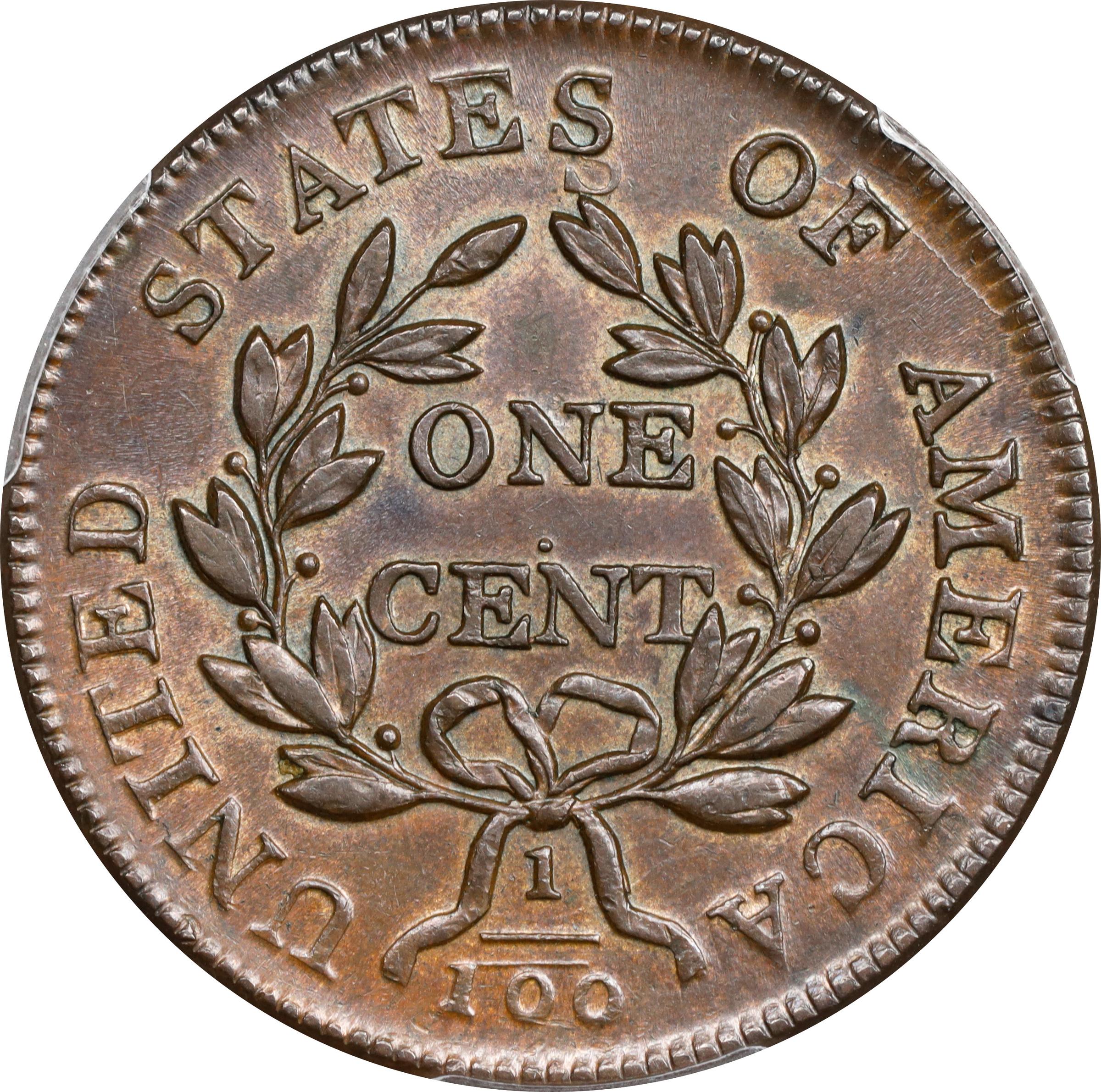 image for: 1802 Draped Bust Cent. S-241, B-20. Rarity-1. Stemless Wreath. AU-58+ (PCGS).