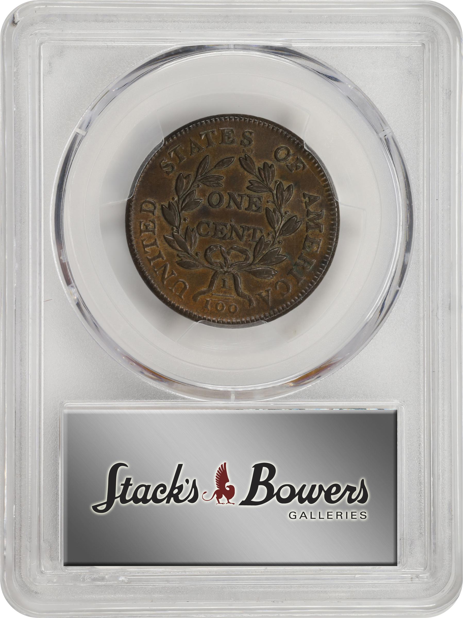 image for: 1802 Draped Bust Cent. S-241, B-20. Rarity-1. Stemless Wreath. AU-58+ (PCGS).
