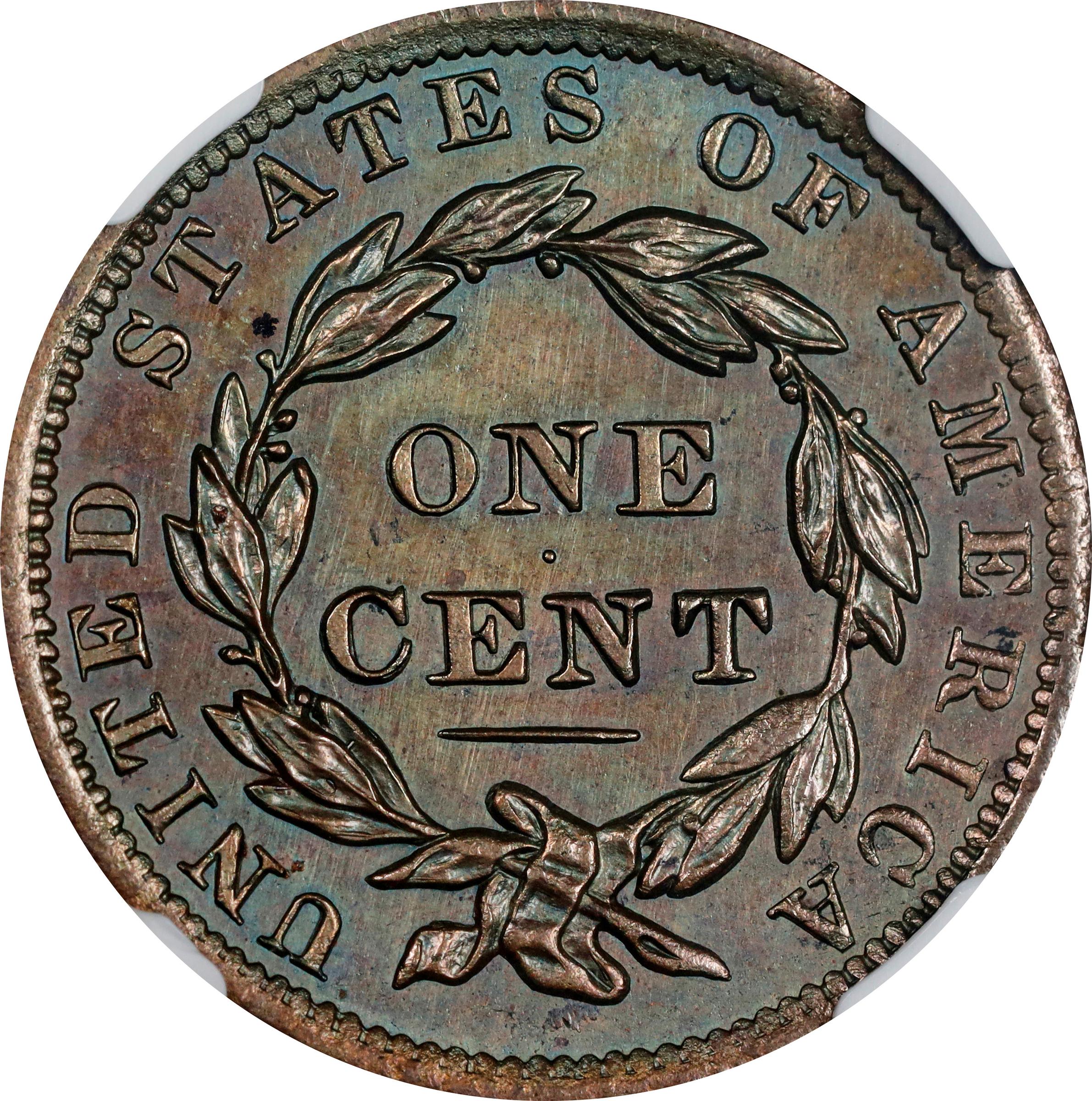 image for: 1837 Modified Matron Head Cent. N-10. Rarity-7 as a Proof. Head of 1838. Proof-63 BN (NGC).