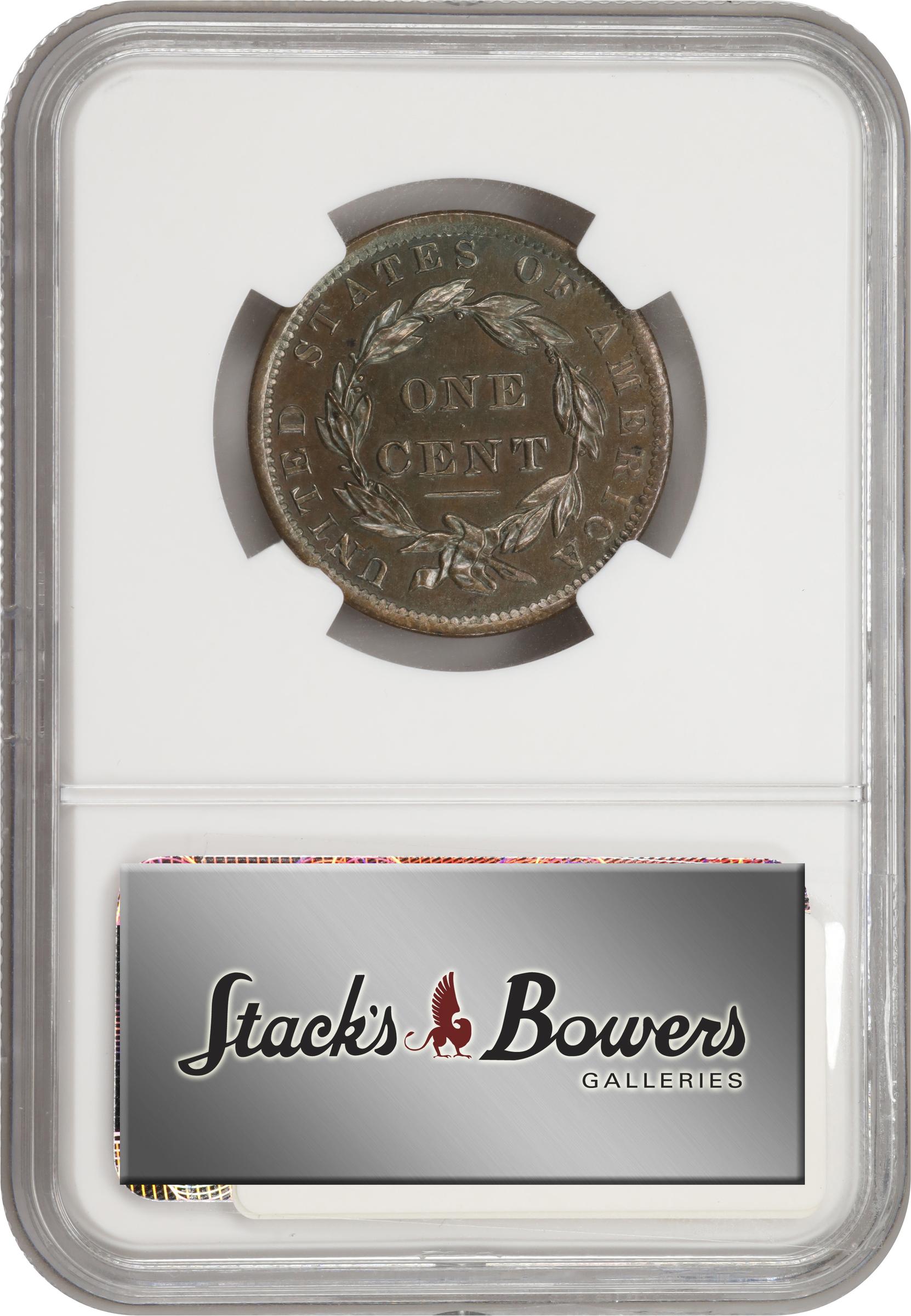 image for: 1837 Modified Matron Head Cent. N-10. Rarity-7 as a Proof. Head of 1838. Proof-63 BN (NGC).