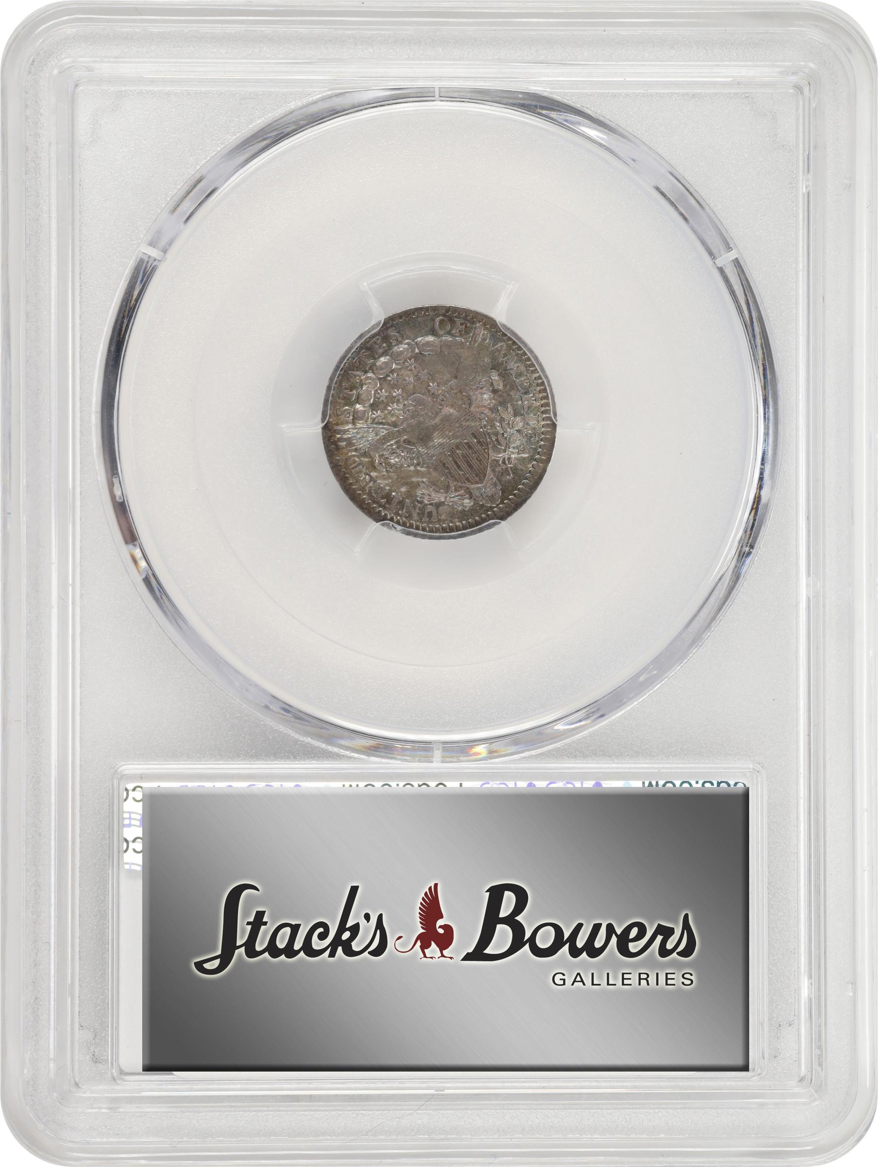image for: 1800 Draped Bust Half Dime. LM-3, V-2. Rarity-4. LIBEKTY. MS-63+ (PCGS). CAC.